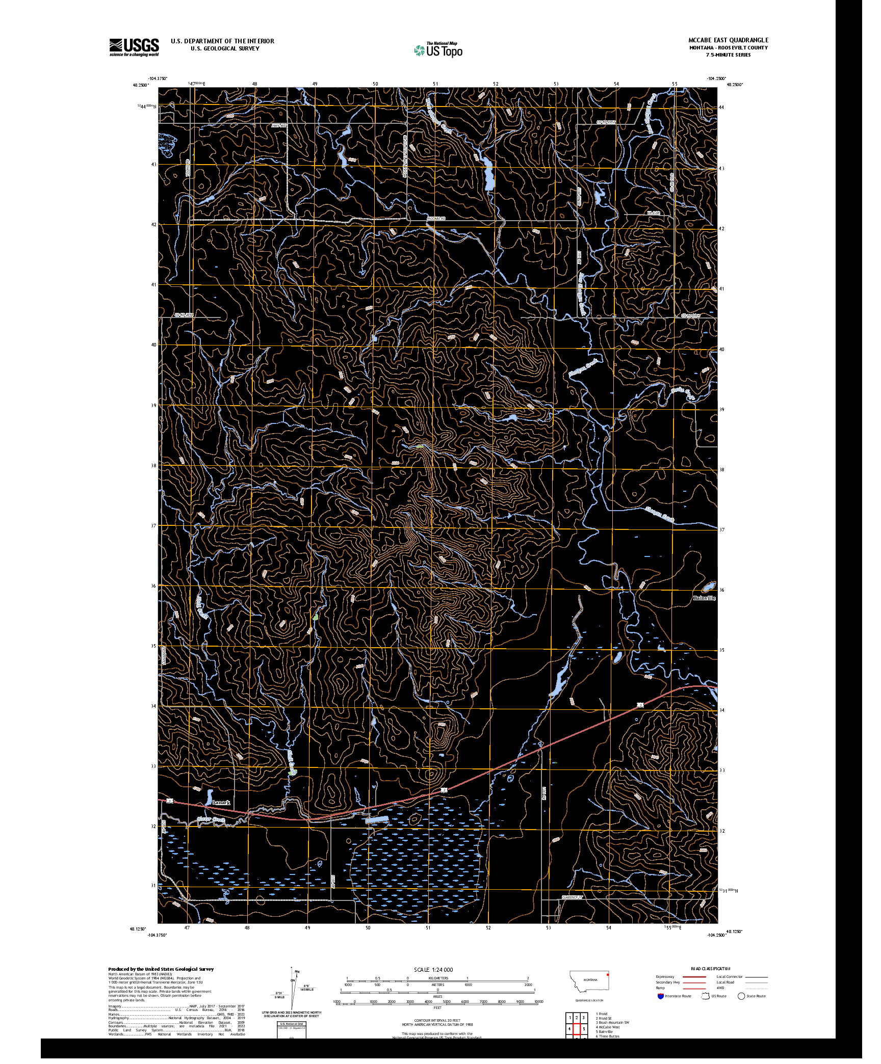 US TOPO 7.5-MINUTE MAP FOR MCCABE EAST, MT