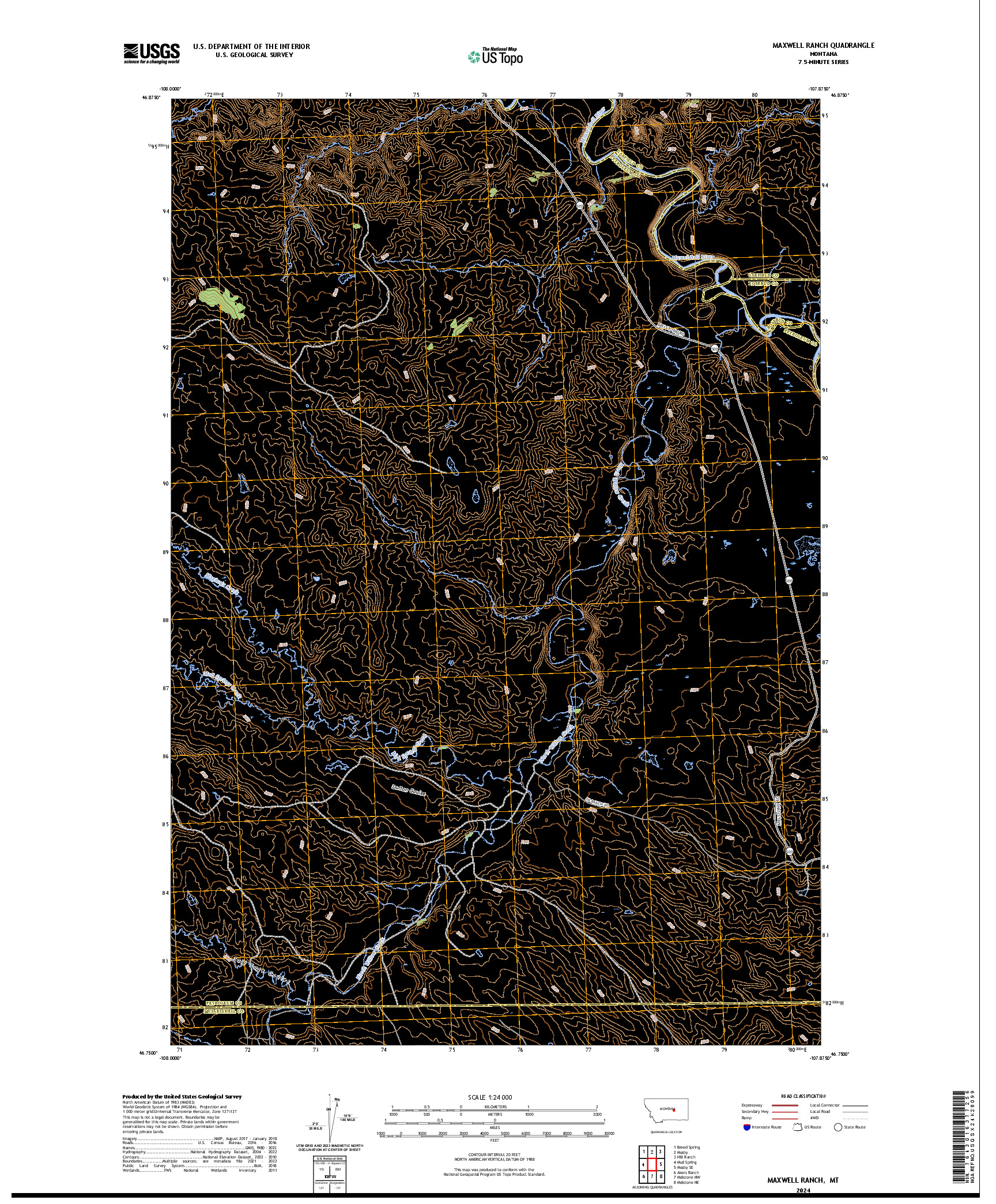 US TOPO 7.5-MINUTE MAP FOR MAXWELL RANCH, MT