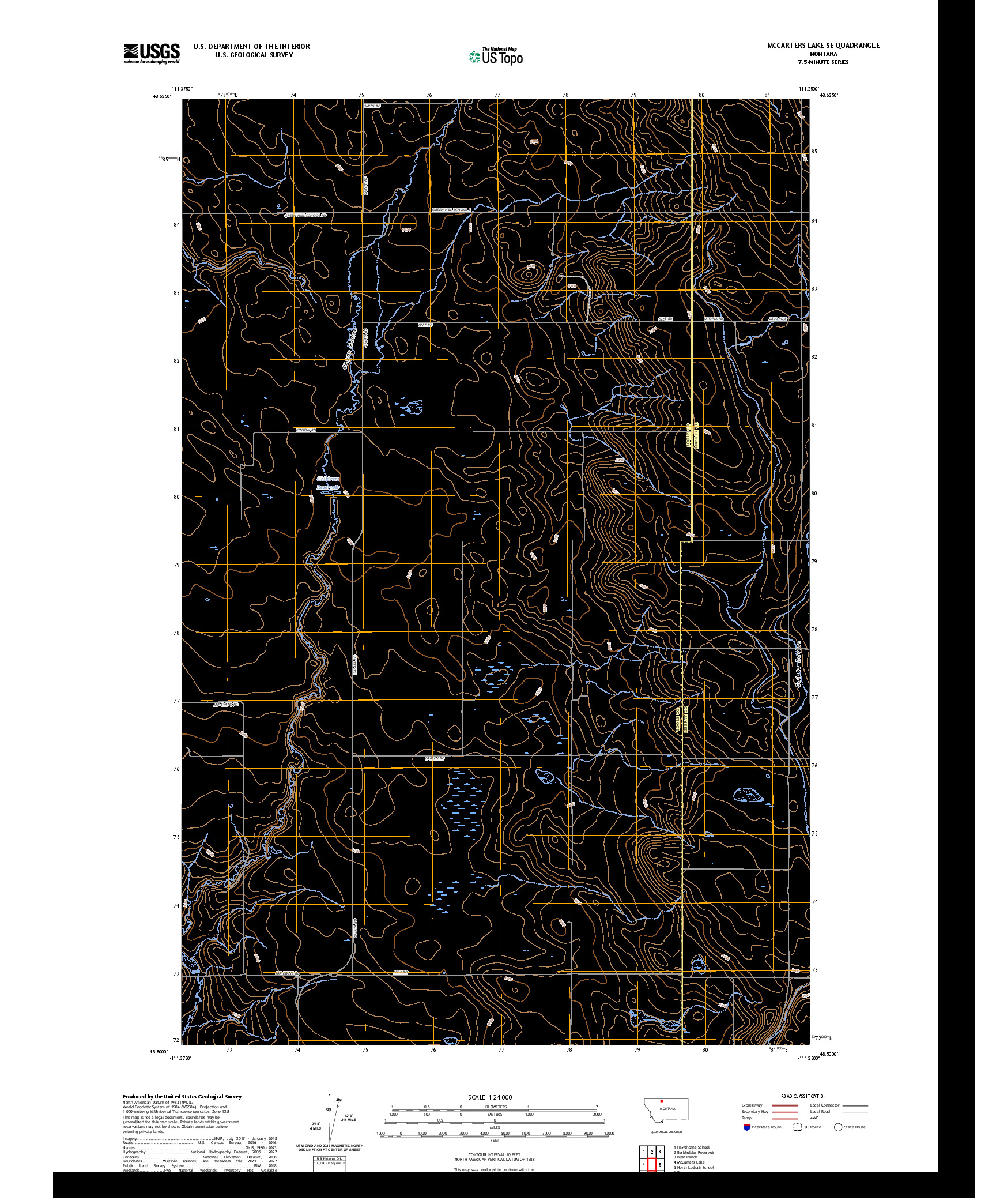US TOPO 7.5-MINUTE MAP FOR MCCARTERS LAKE SE, MT