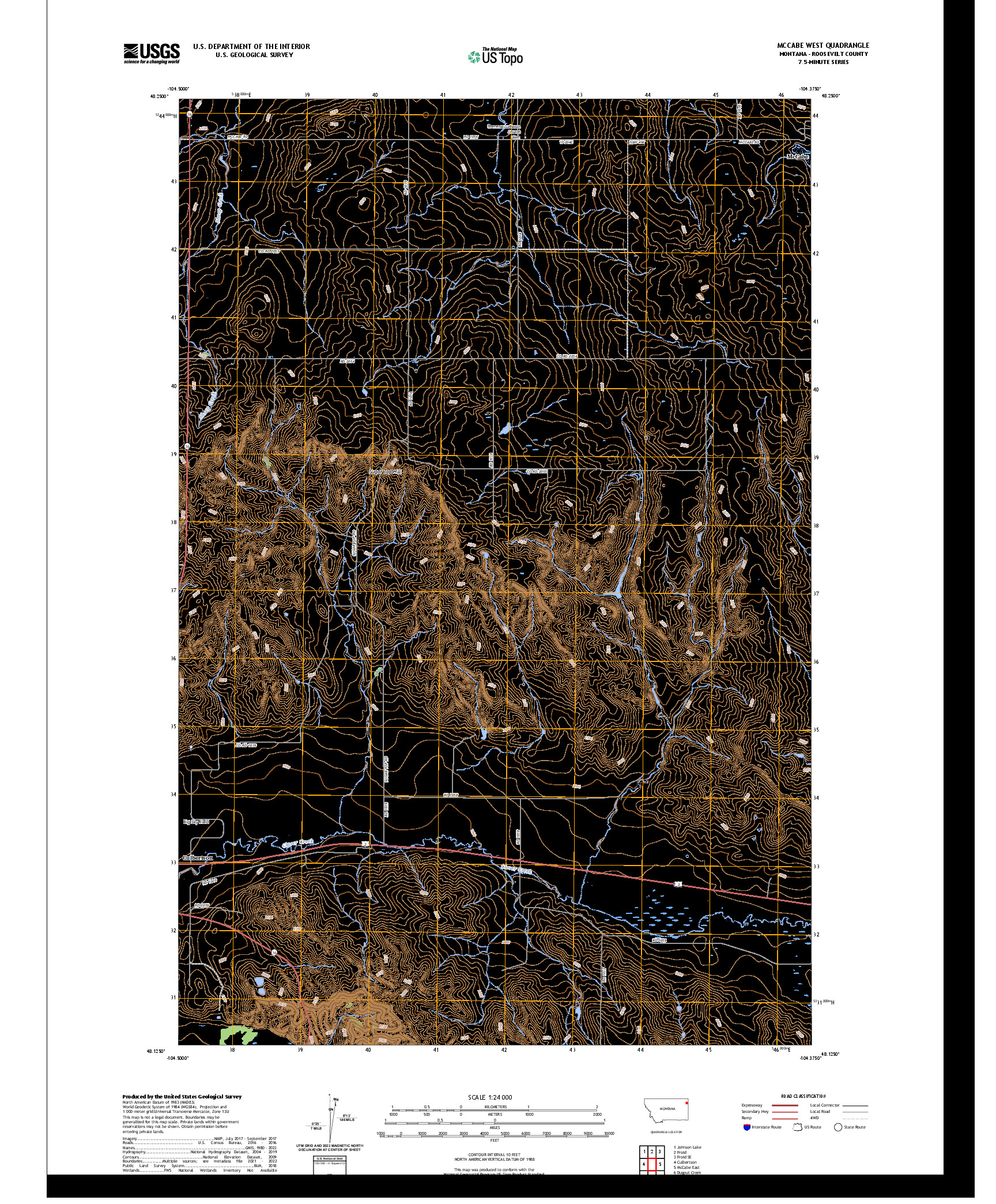 US TOPO 7.5-MINUTE MAP FOR MCCABE WEST, MT