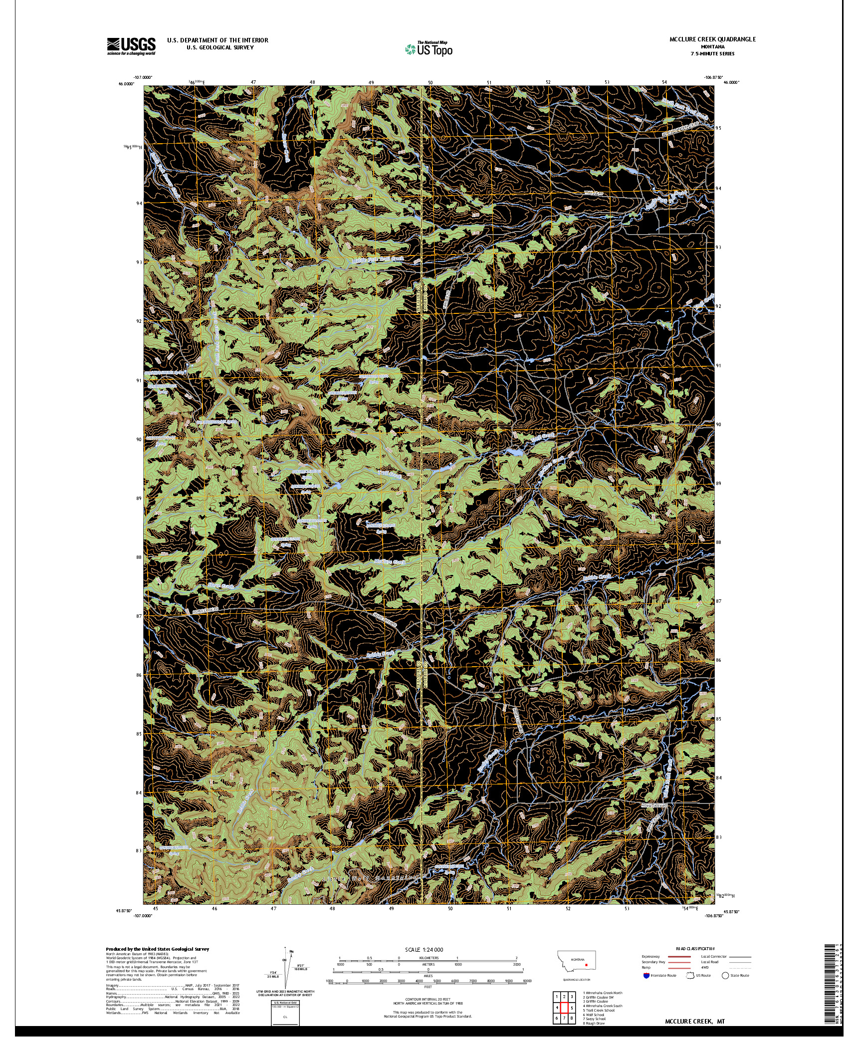 US TOPO 7.5-MINUTE MAP FOR MCCLURE CREEK, MT
