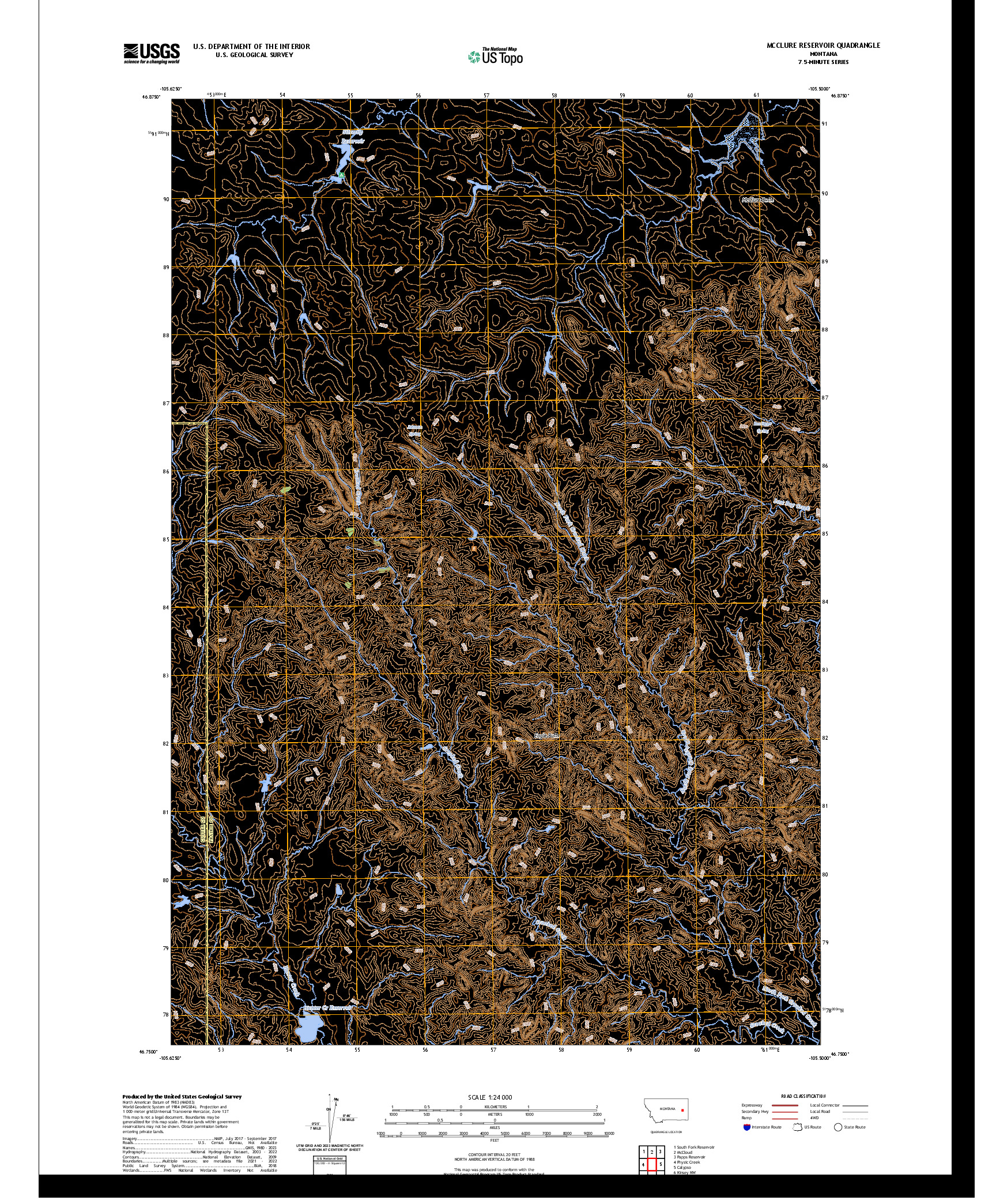 US TOPO 7.5-MINUTE MAP FOR MCCLURE RESERVOIR, MT