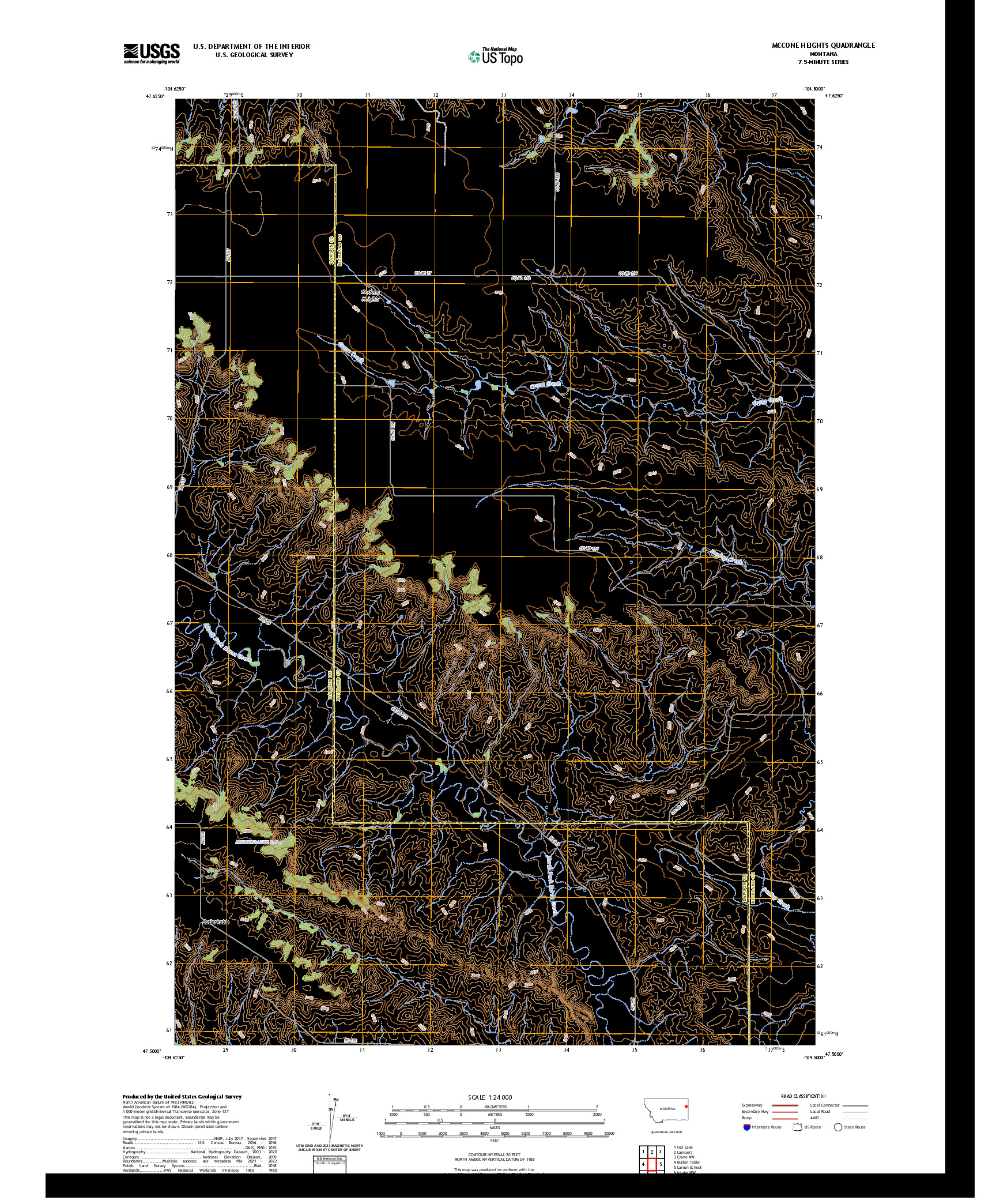 US TOPO 7.5-MINUTE MAP FOR MCCONE HEIGHTS, MT
