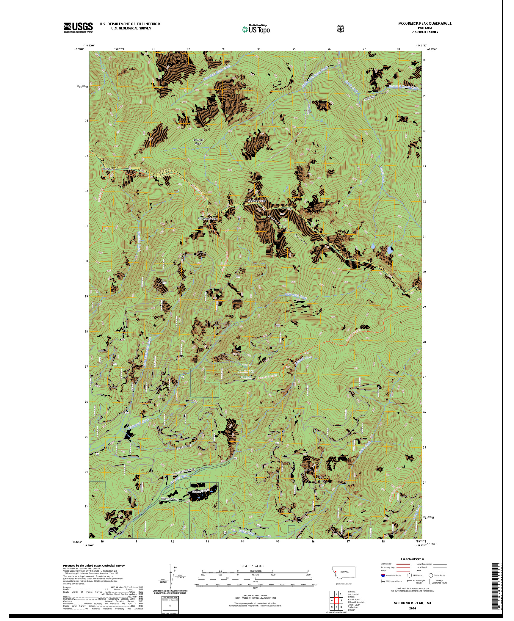 US TOPO 7.5-MINUTE MAP FOR MCCORMICK PEAK, MT