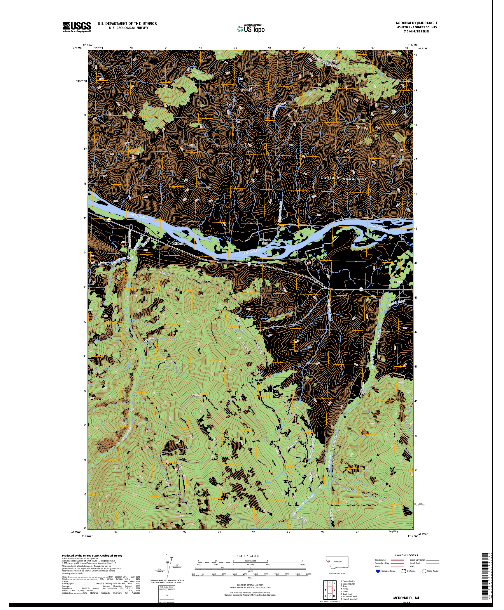 US TOPO 7.5-MINUTE MAP FOR MCDONALD, MT