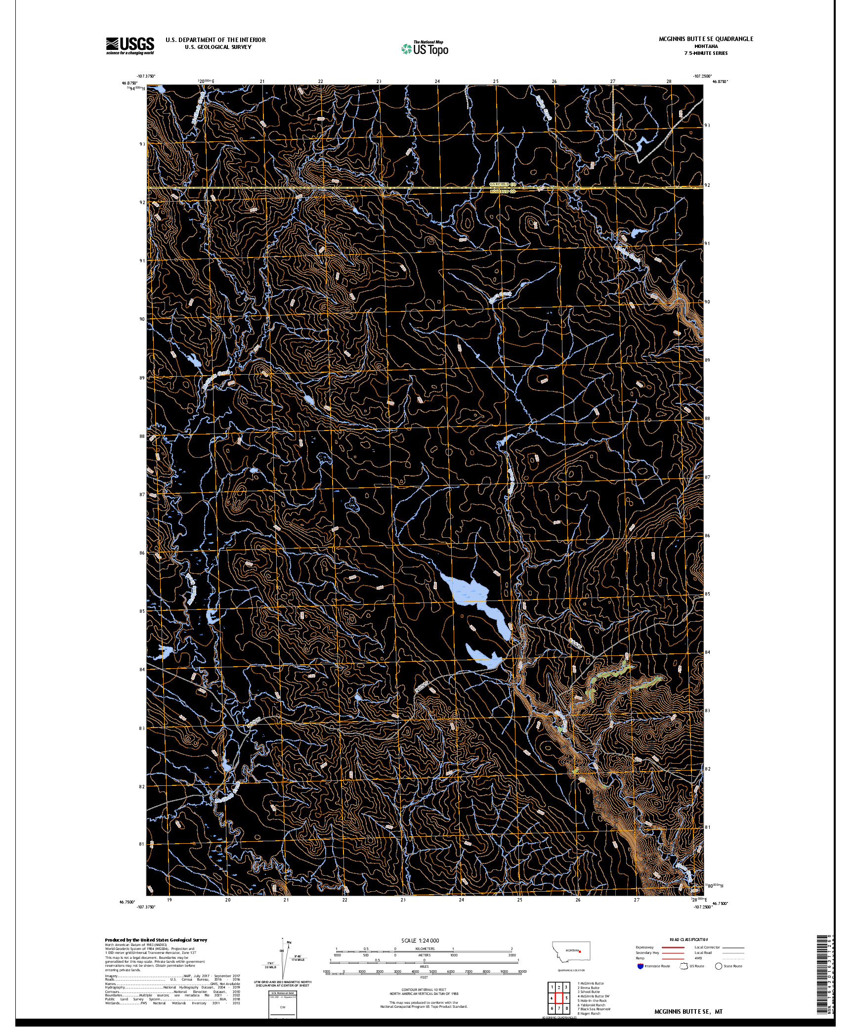 US TOPO 7.5-MINUTE MAP FOR MCGINNIS BUTTE SE, MT