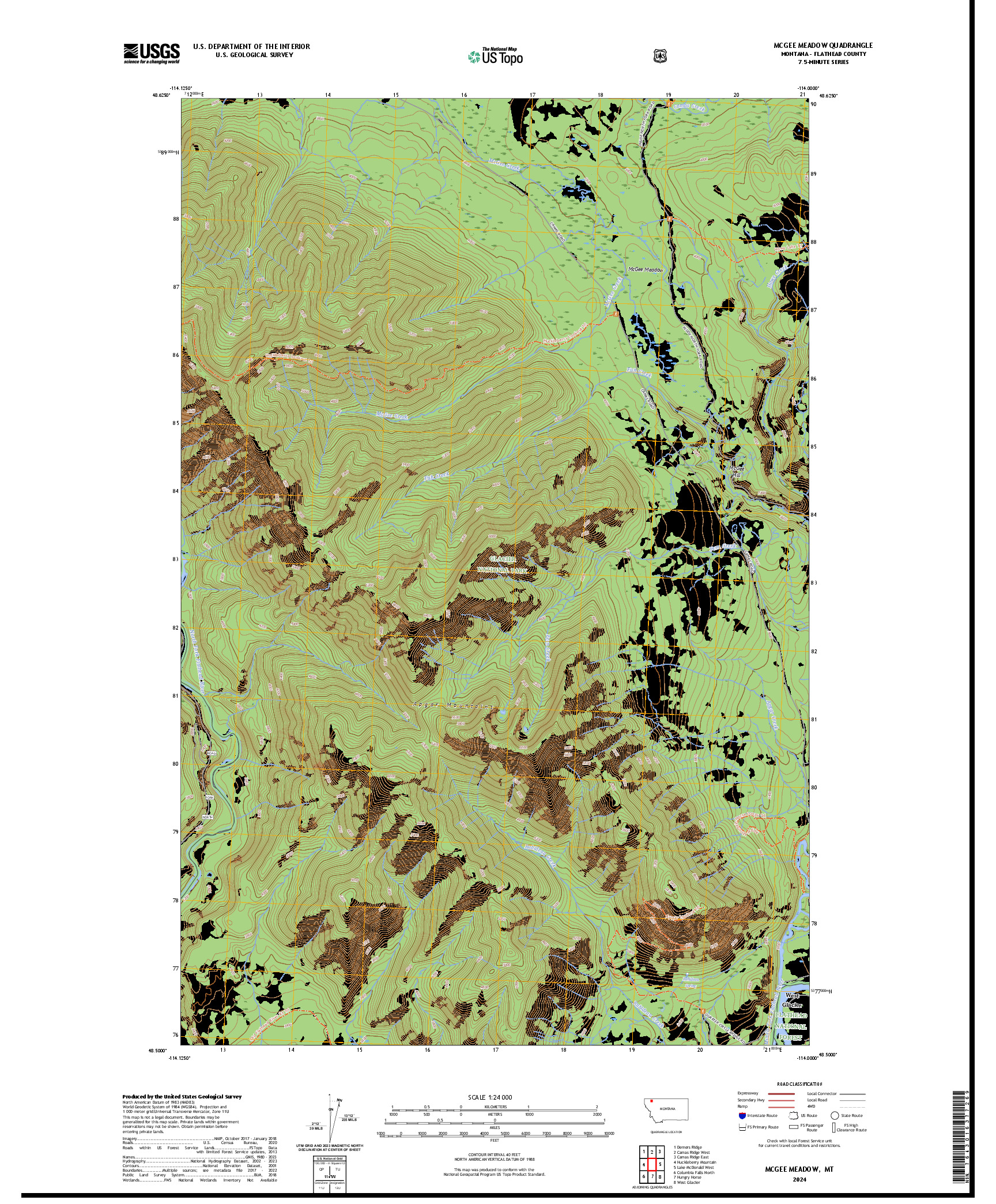 US TOPO 7.5-MINUTE MAP FOR MCGEE MEADOW, MT