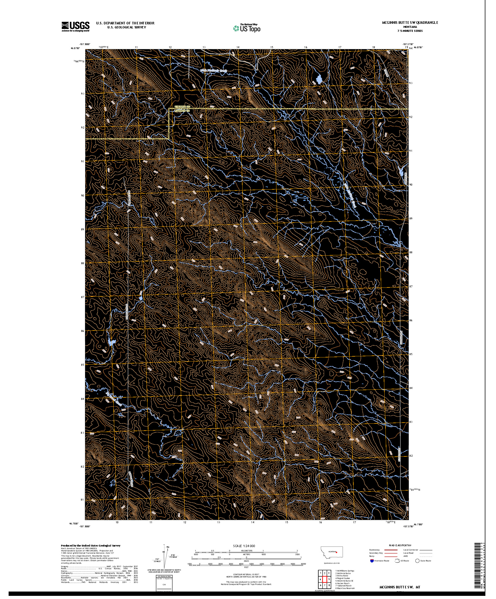 US TOPO 7.5-MINUTE MAP FOR MCGINNIS BUTTE SW, MT