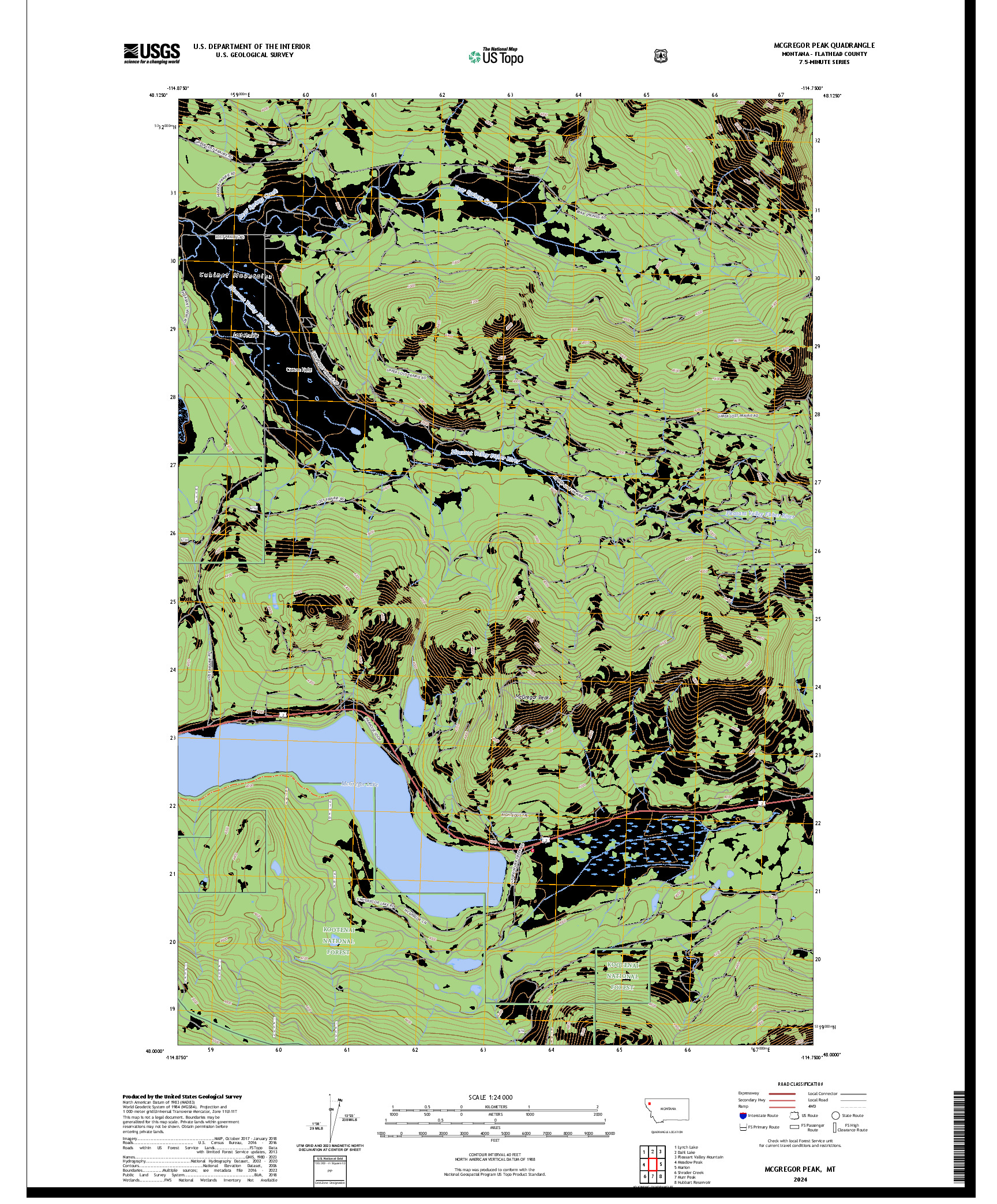 US TOPO 7.5-MINUTE MAP FOR MCGREGOR PEAK, MT