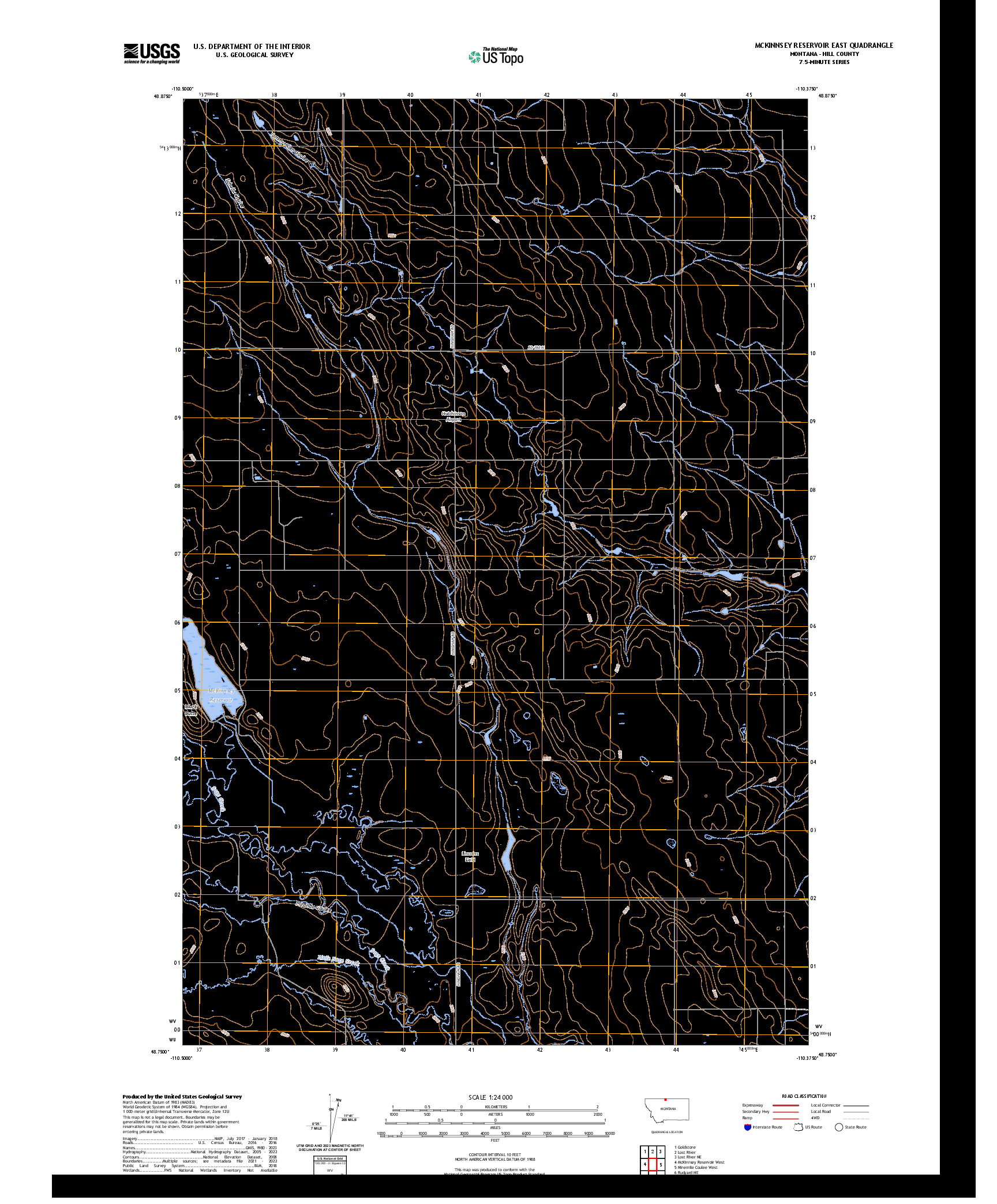US TOPO 7.5-MINUTE MAP FOR MCKINNSEY RESERVOIR EAST, MT