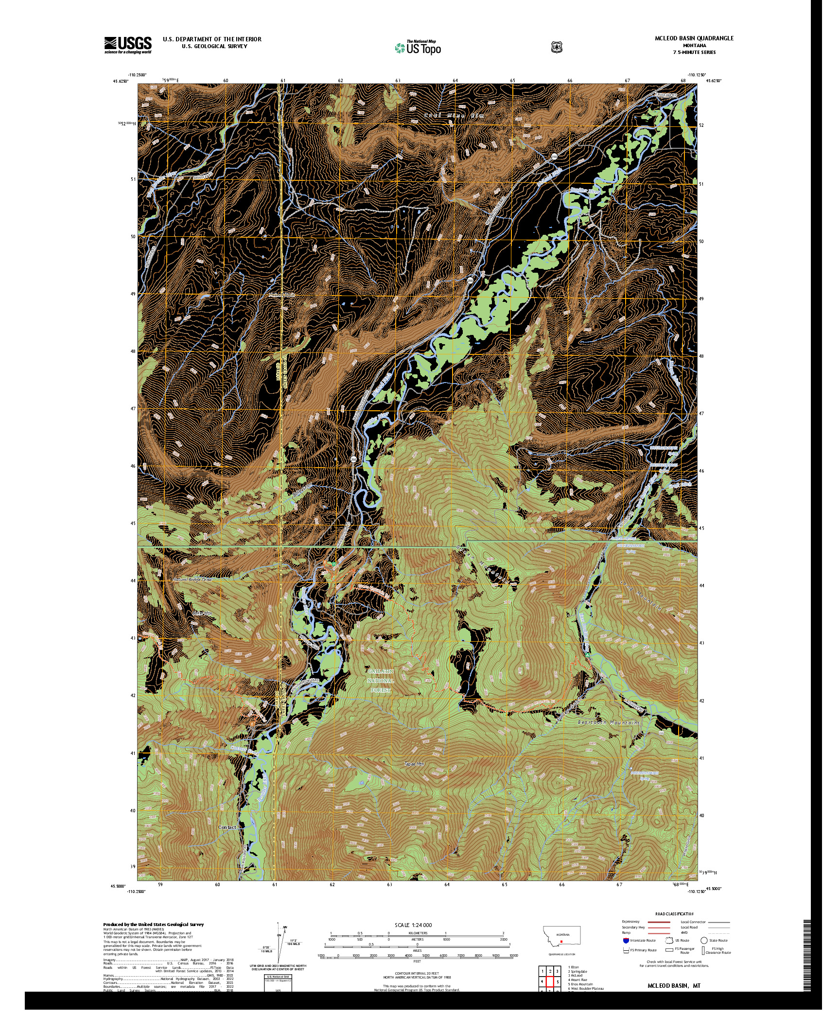 US TOPO 7.5-MINUTE MAP FOR MCLEOD BASIN, MT
