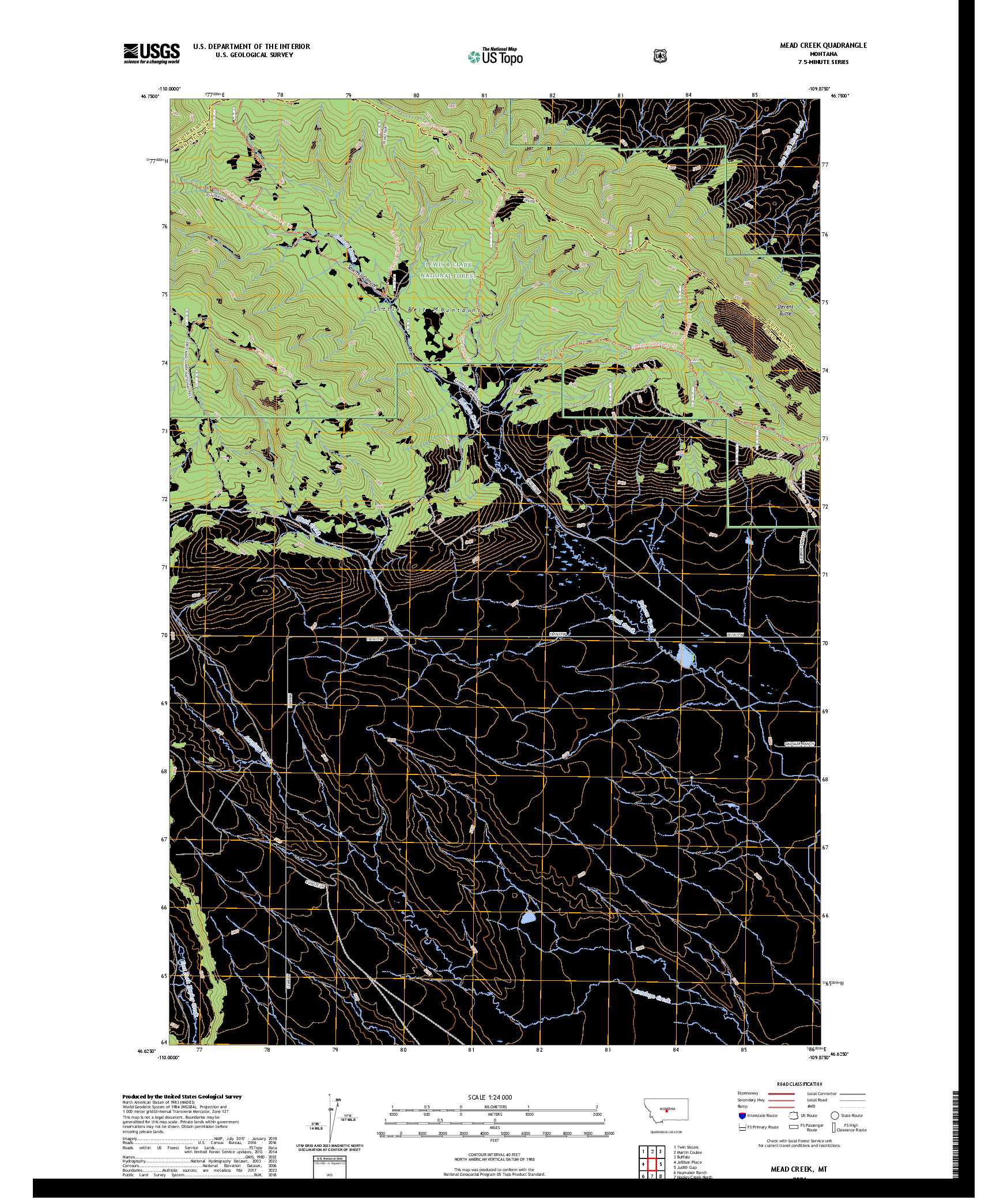 US TOPO 7.5-MINUTE MAP FOR MEAD CREEK, MT