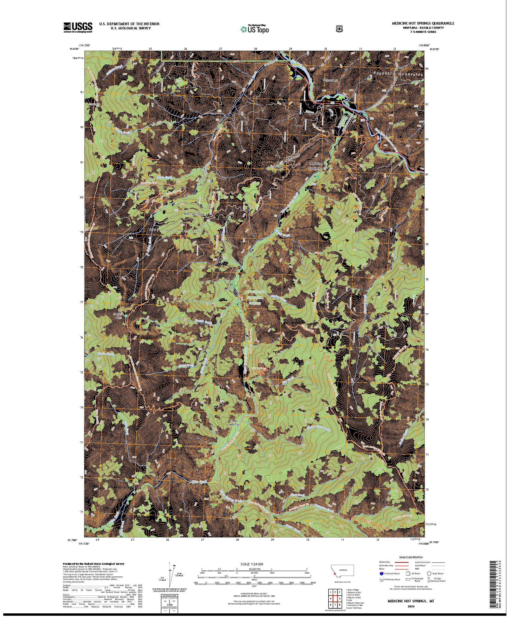 US TOPO 7.5-MINUTE MAP FOR MEDICINE HOT SPRINGS, MT