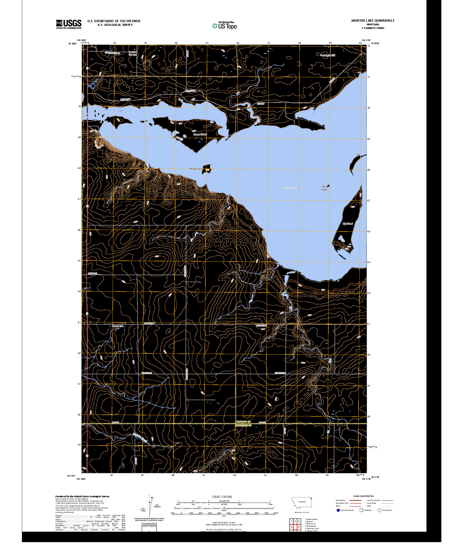 US TOPO 7.5-MINUTE MAP FOR MEDICINE LAKE, MT