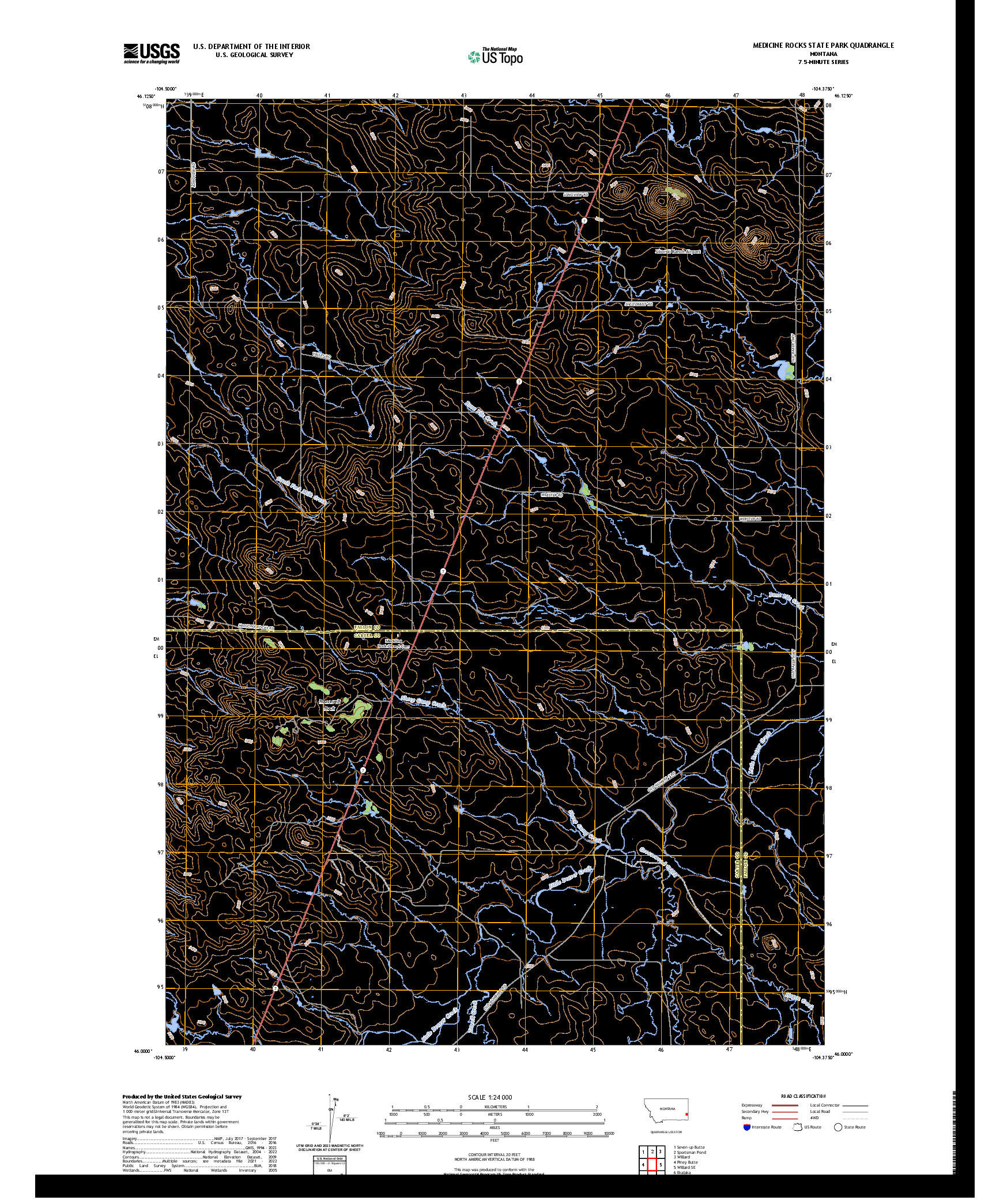 US TOPO 7.5-MINUTE MAP FOR MEDICINE ROCKS STATE PARK, MT