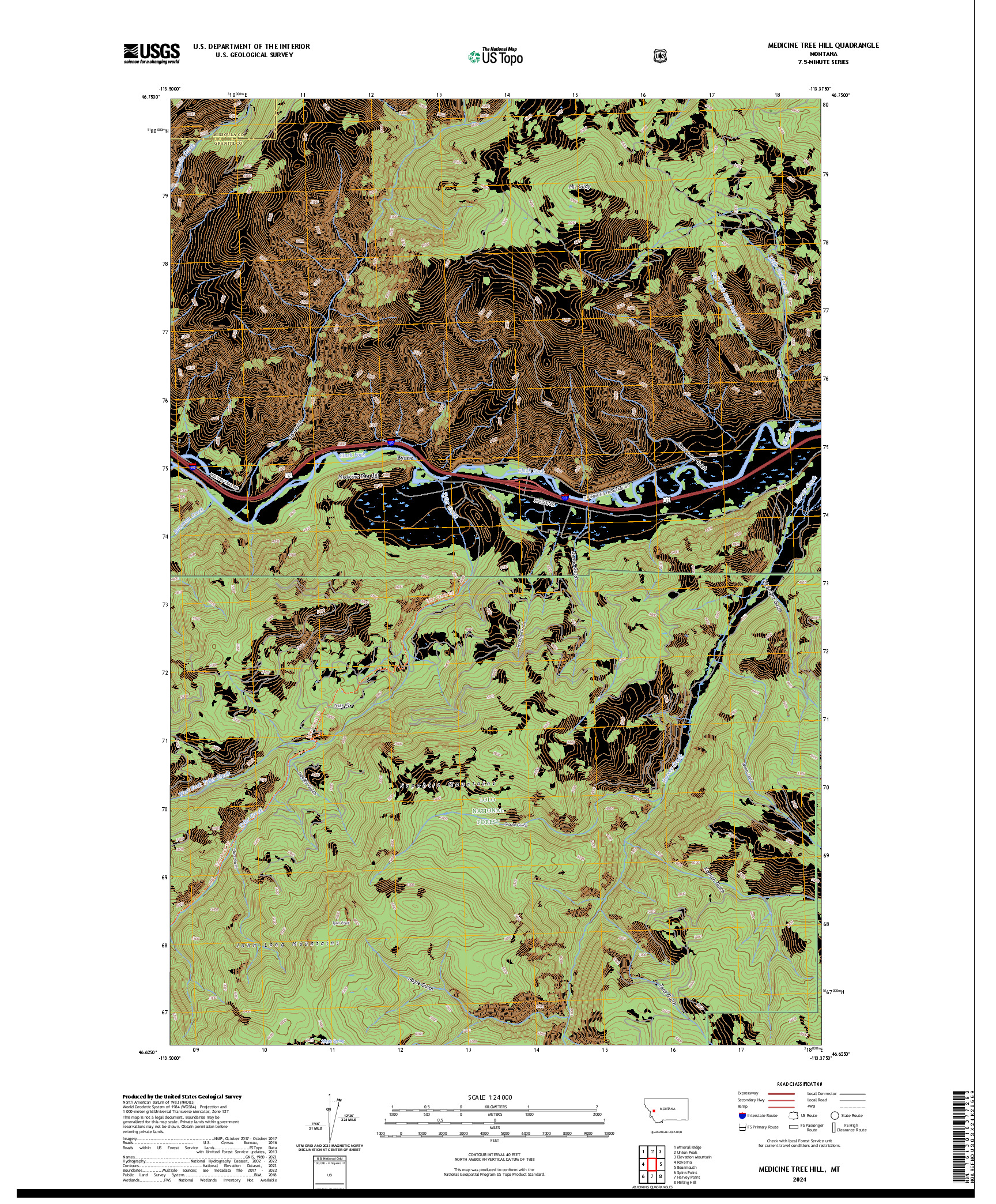 US TOPO 7.5-MINUTE MAP FOR MEDICINE TREE HILL, MT