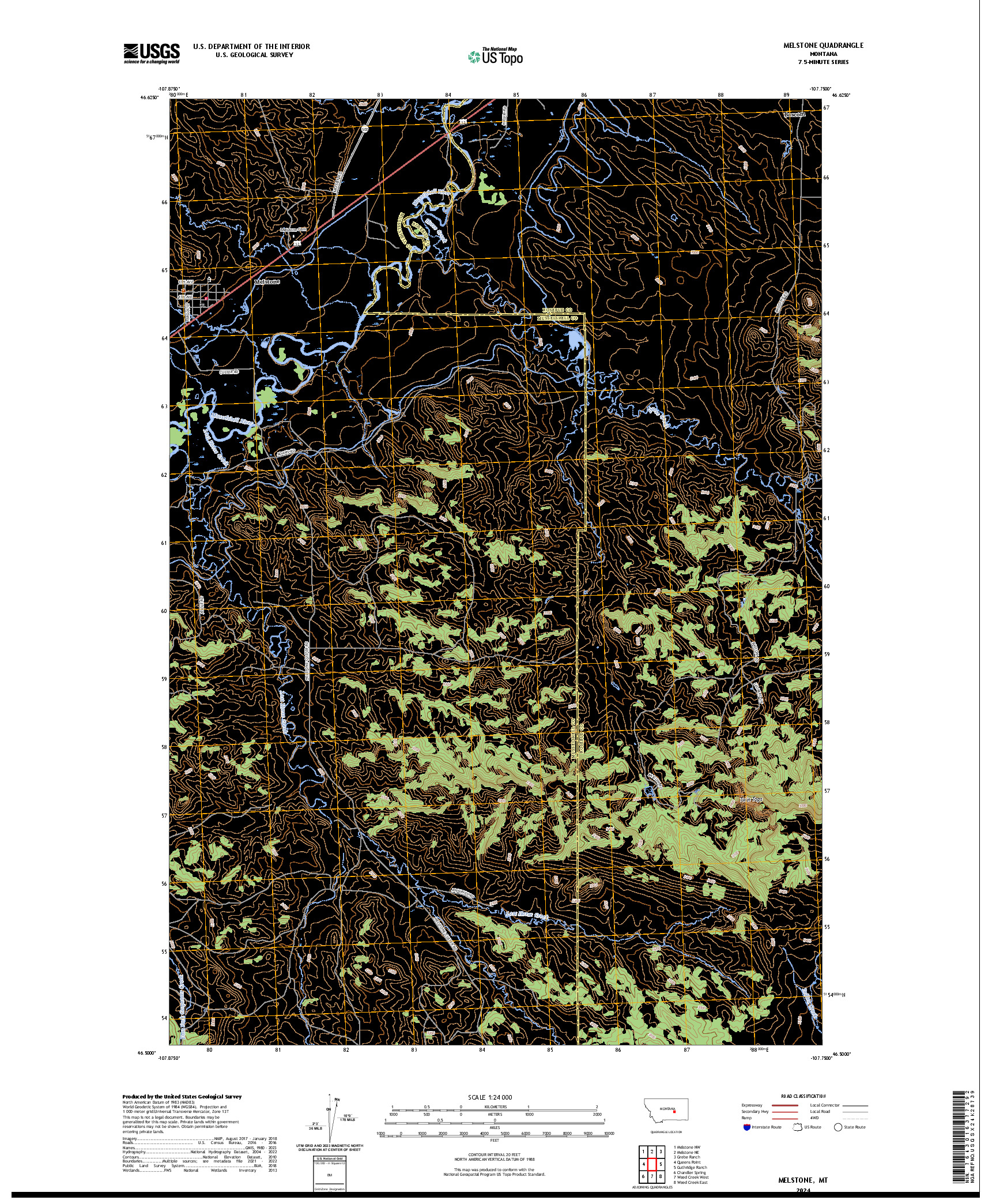 US TOPO 7.5-MINUTE MAP FOR MELSTONE, MT