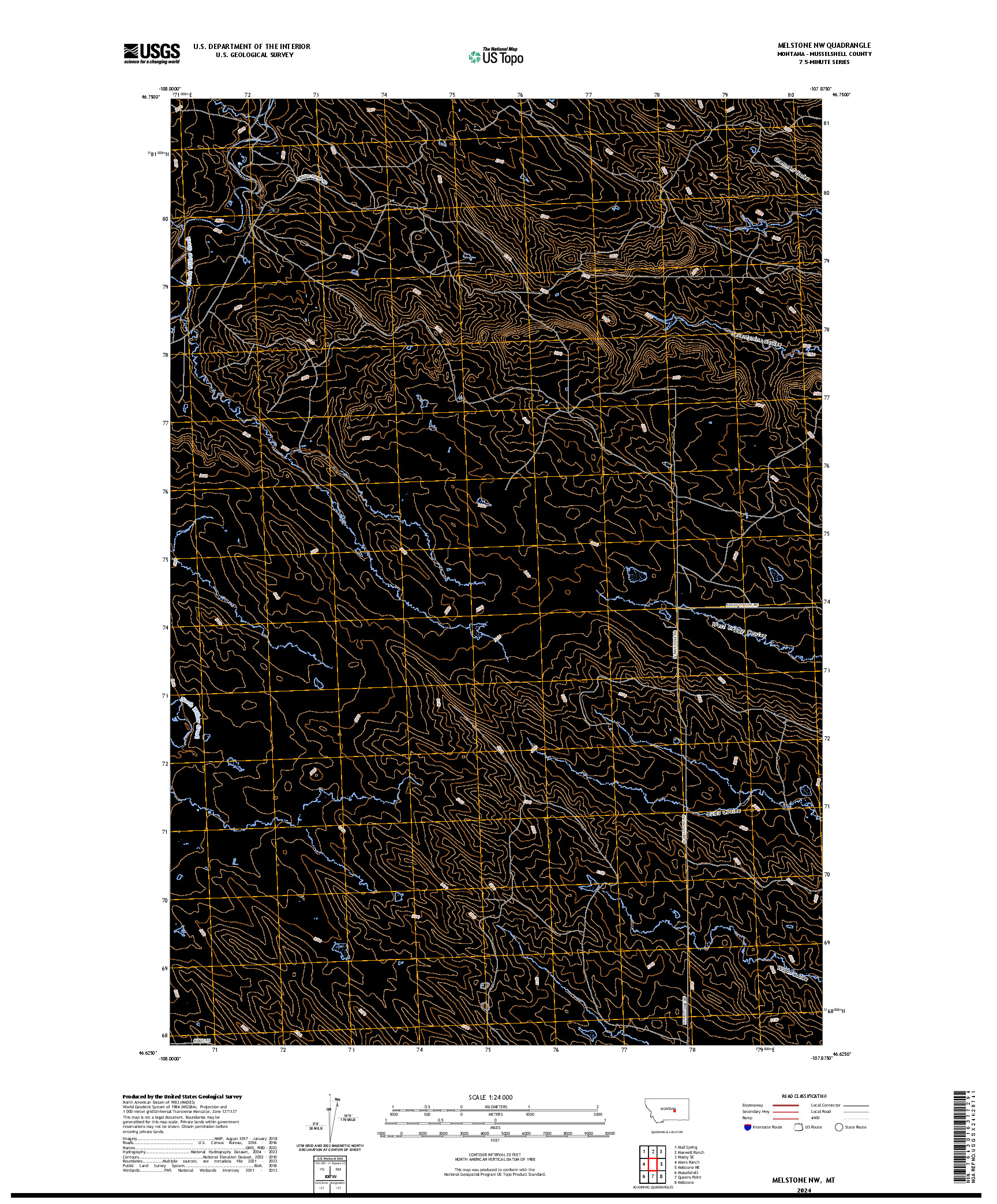 US TOPO 7.5-MINUTE MAP FOR MELSTONE NW, MT