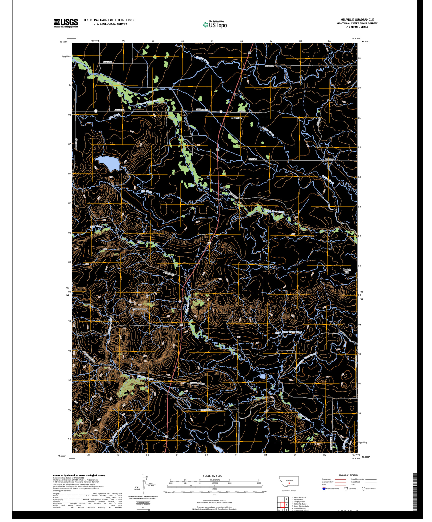 US TOPO 7.5-MINUTE MAP FOR MELVILLE, MT