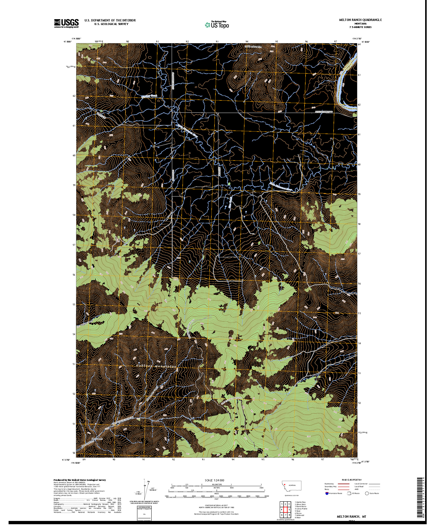 US TOPO 7.5-MINUTE MAP FOR MELTON RANCH, MT