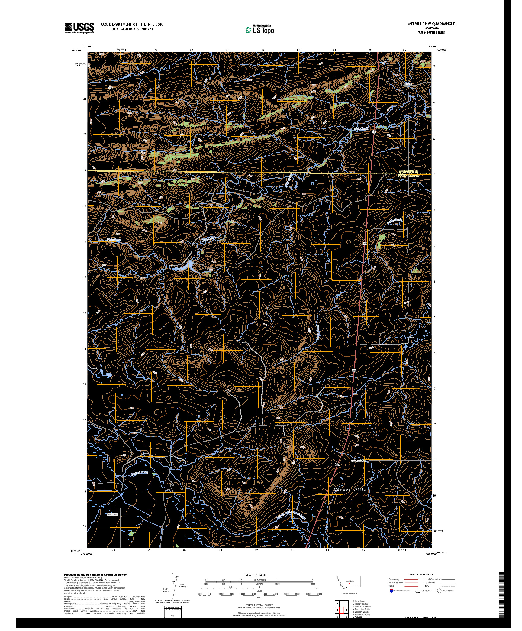 US TOPO 7.5-MINUTE MAP FOR MELVILLE NW, MT