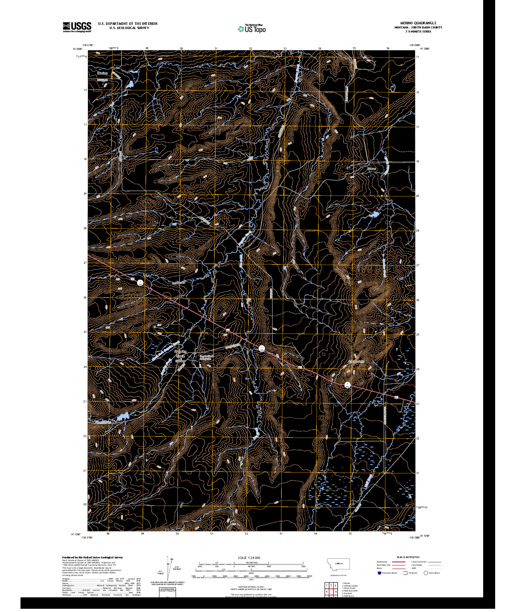US TOPO 7.5-MINUTE MAP FOR MERINO, MT