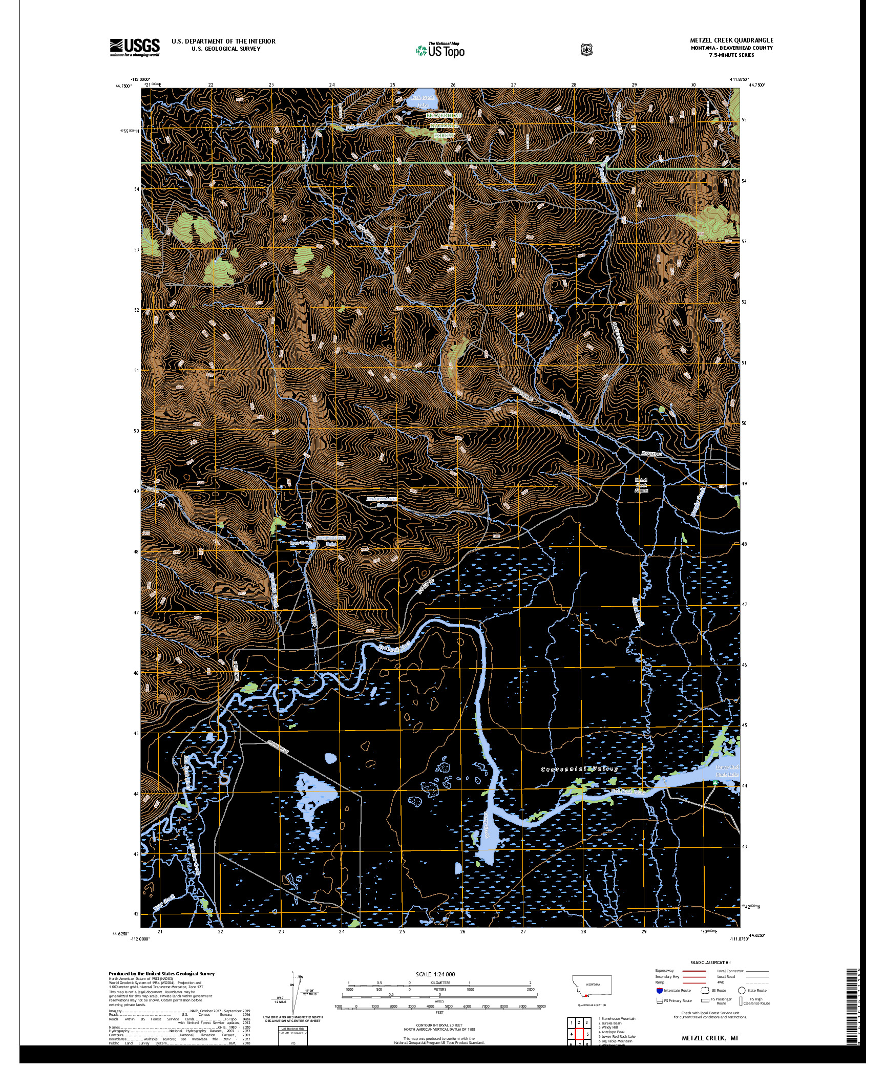 US TOPO 7.5-MINUTE MAP FOR METZEL CREEK, MT