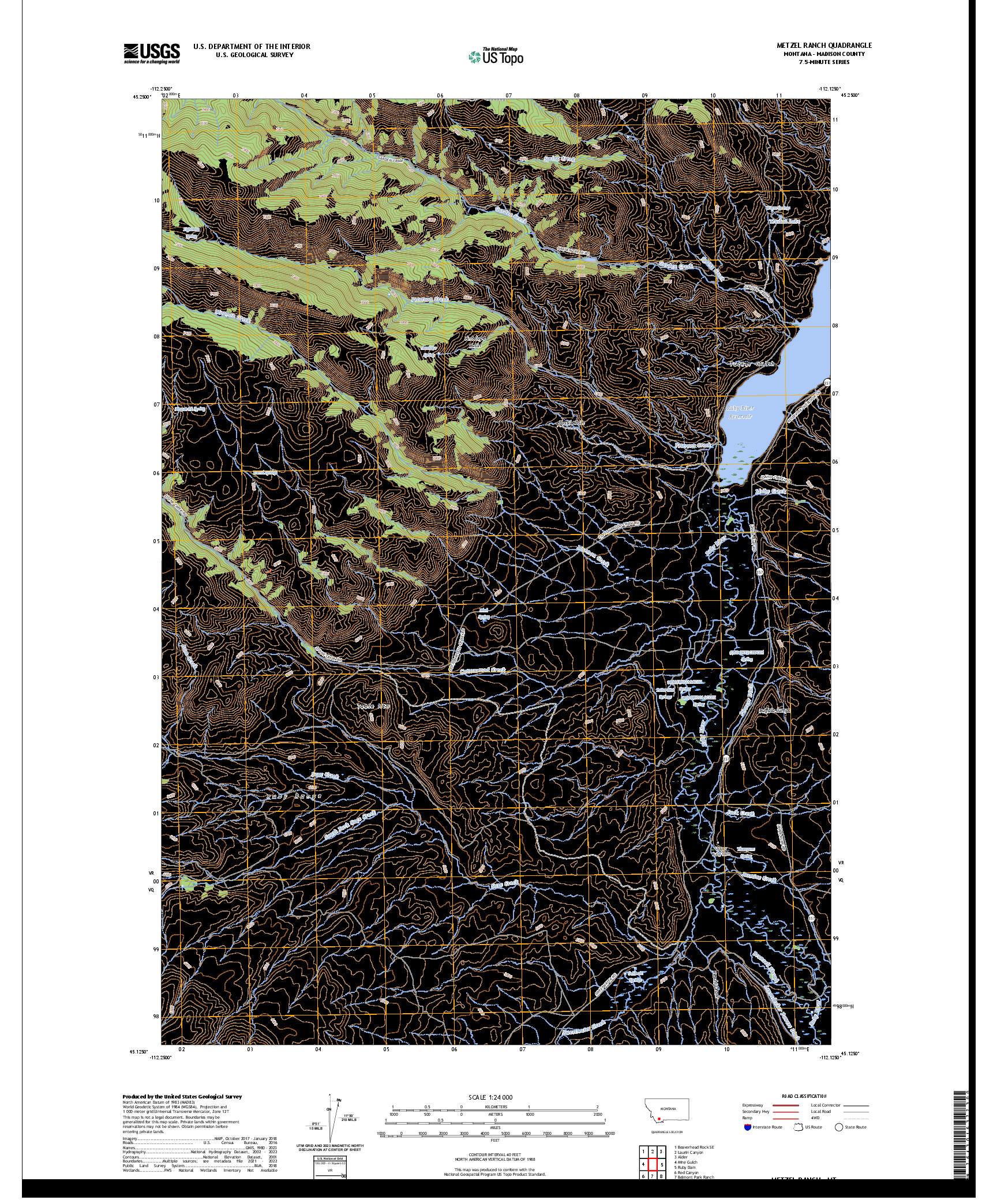 US TOPO 7.5-MINUTE MAP FOR METZEL RANCH, MT