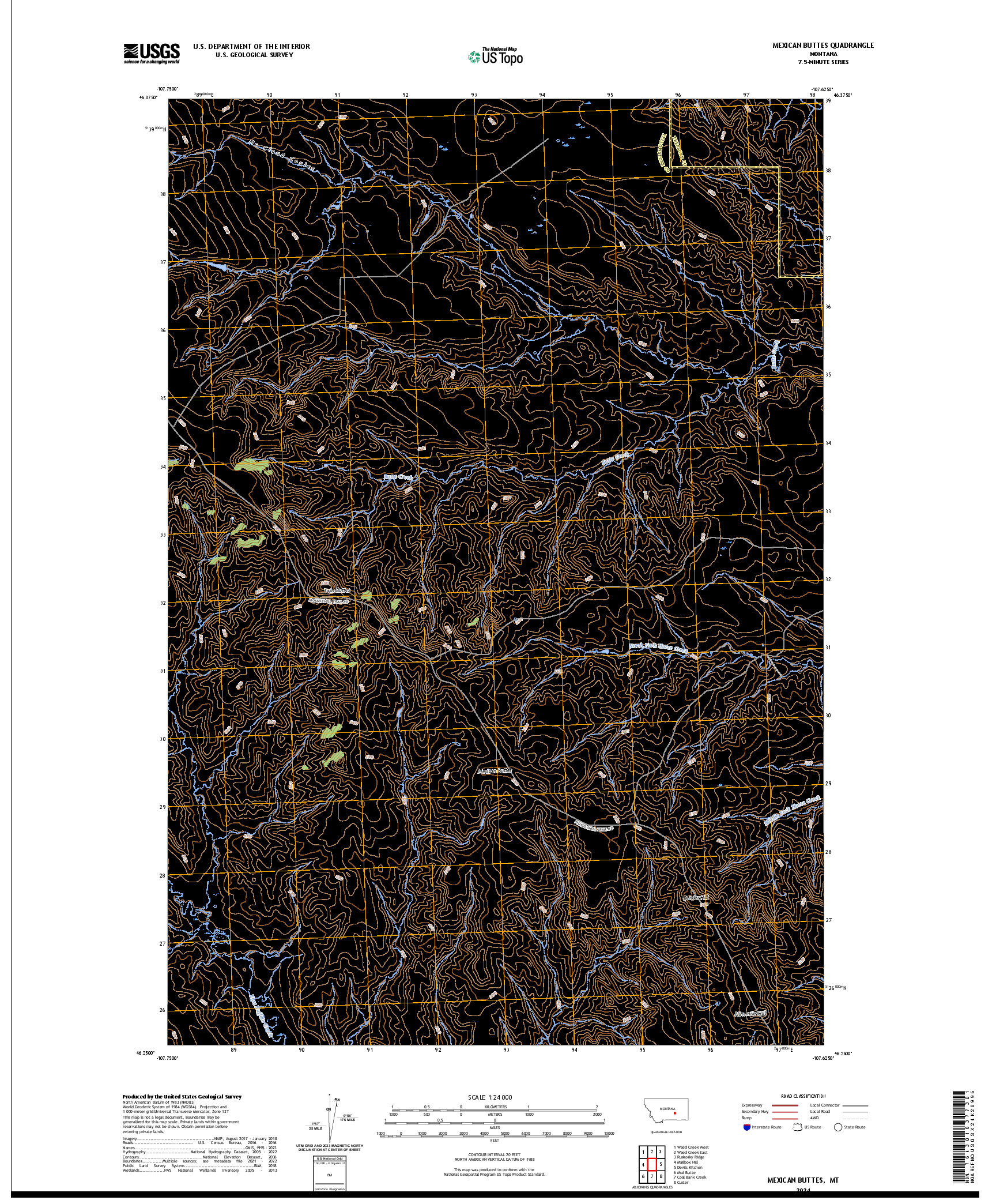 US TOPO 7.5-MINUTE MAP FOR MEXICAN BUTTES, MT