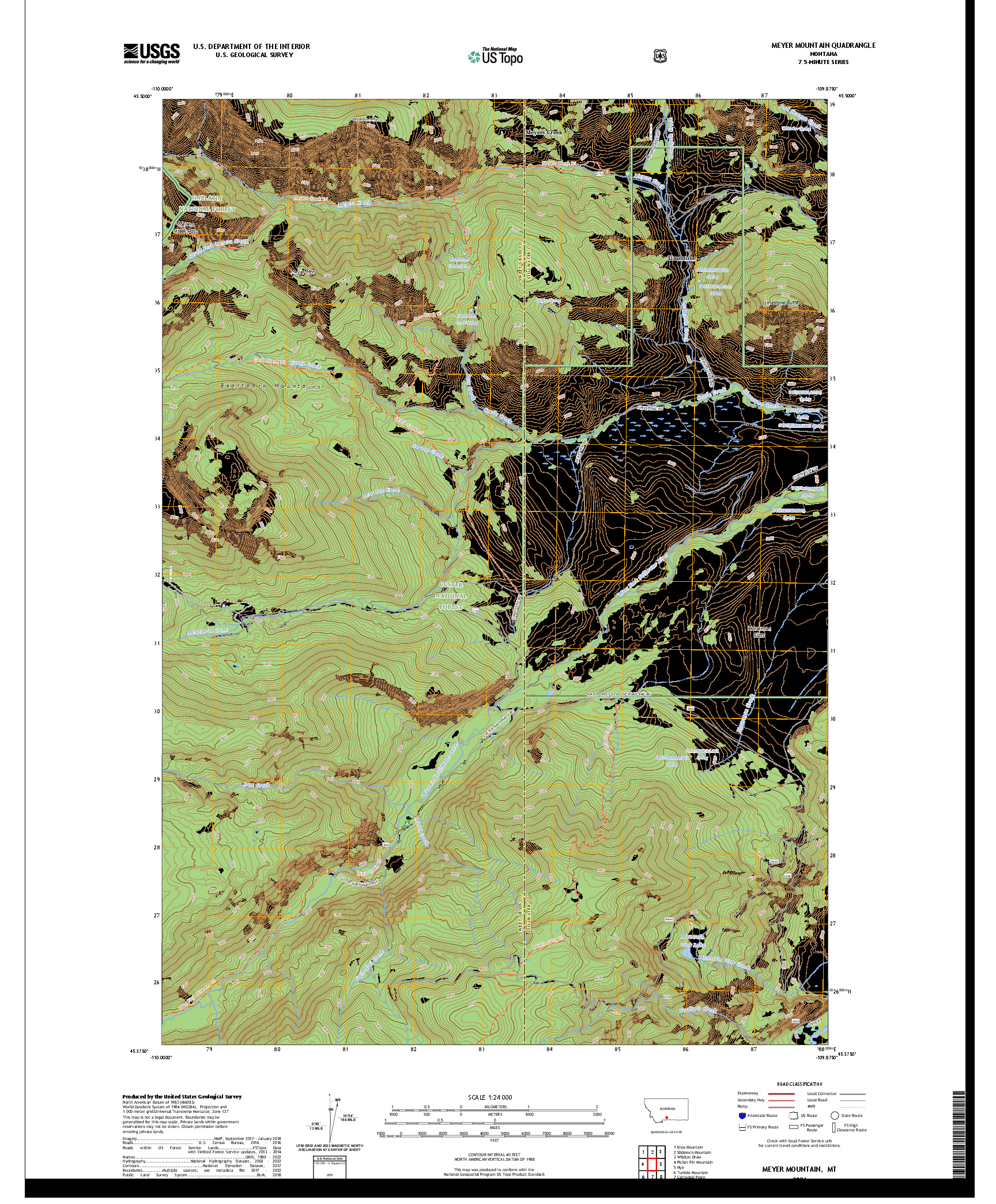 US TOPO 7.5-MINUTE MAP FOR MEYER MOUNTAIN, MT