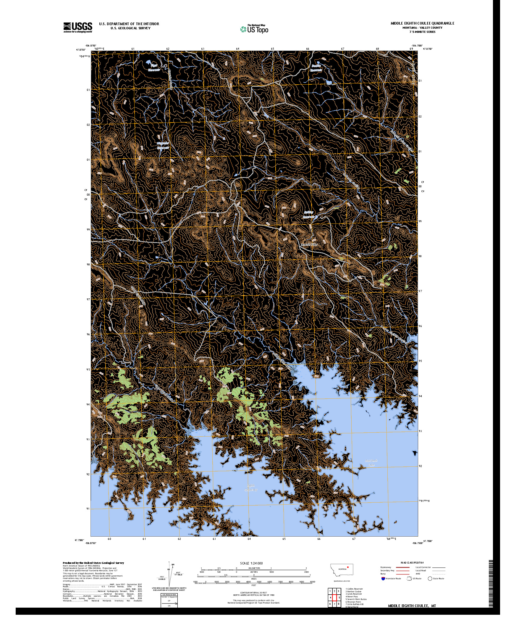 US TOPO 7.5-MINUTE MAP FOR MIDDLE EIGHTH COULEE, MT