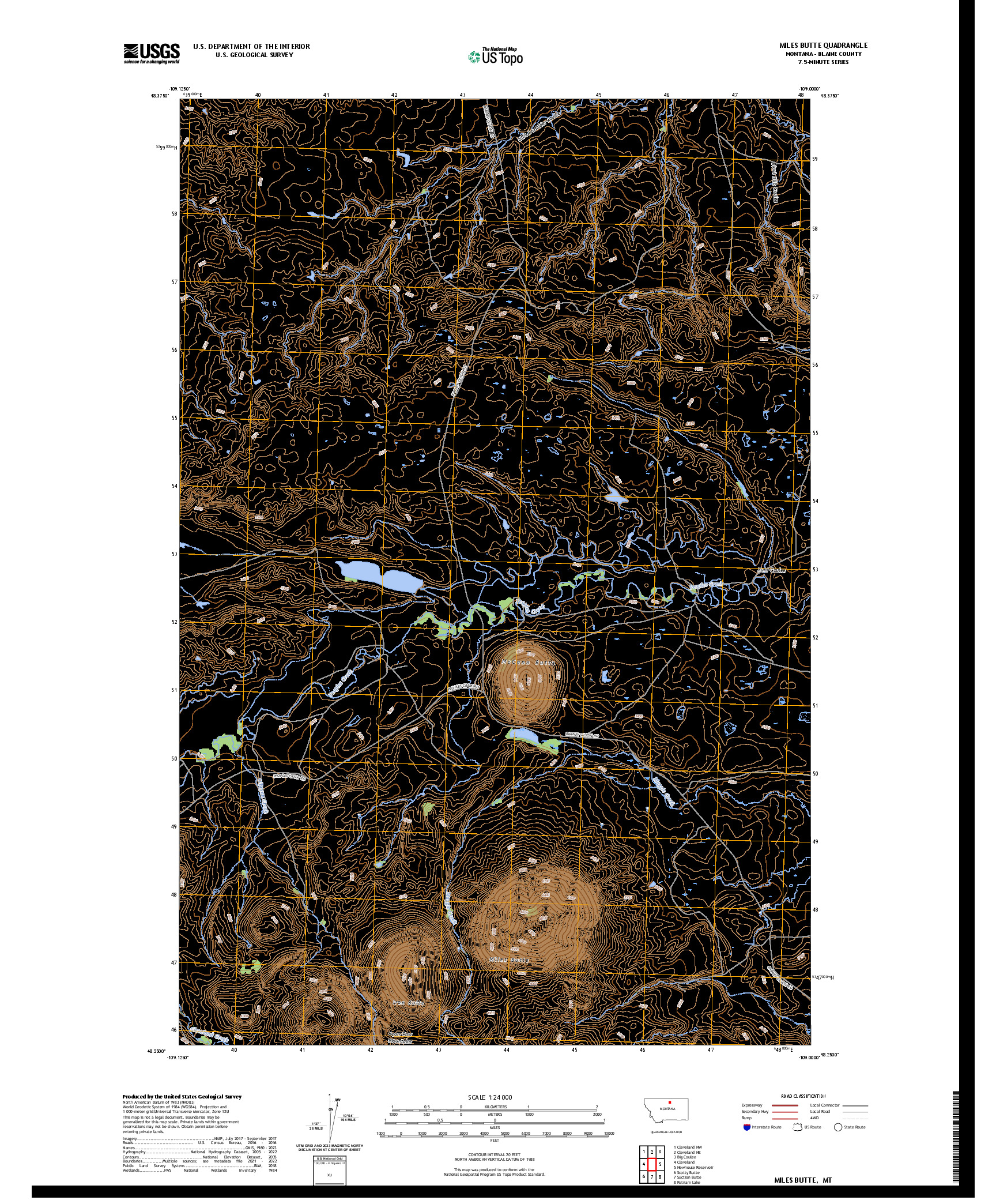 US TOPO 7.5-MINUTE MAP FOR MILES BUTTE, MT