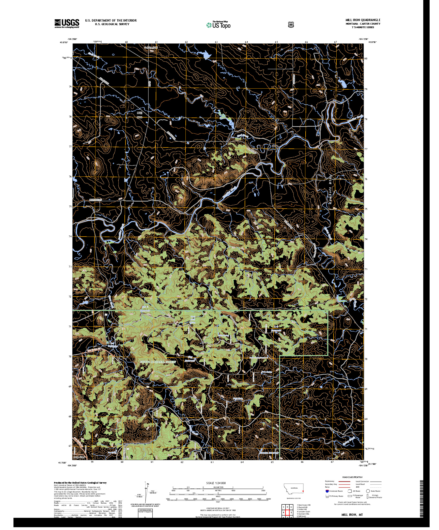 US TOPO 7.5-MINUTE MAP FOR MILL IRON, MT