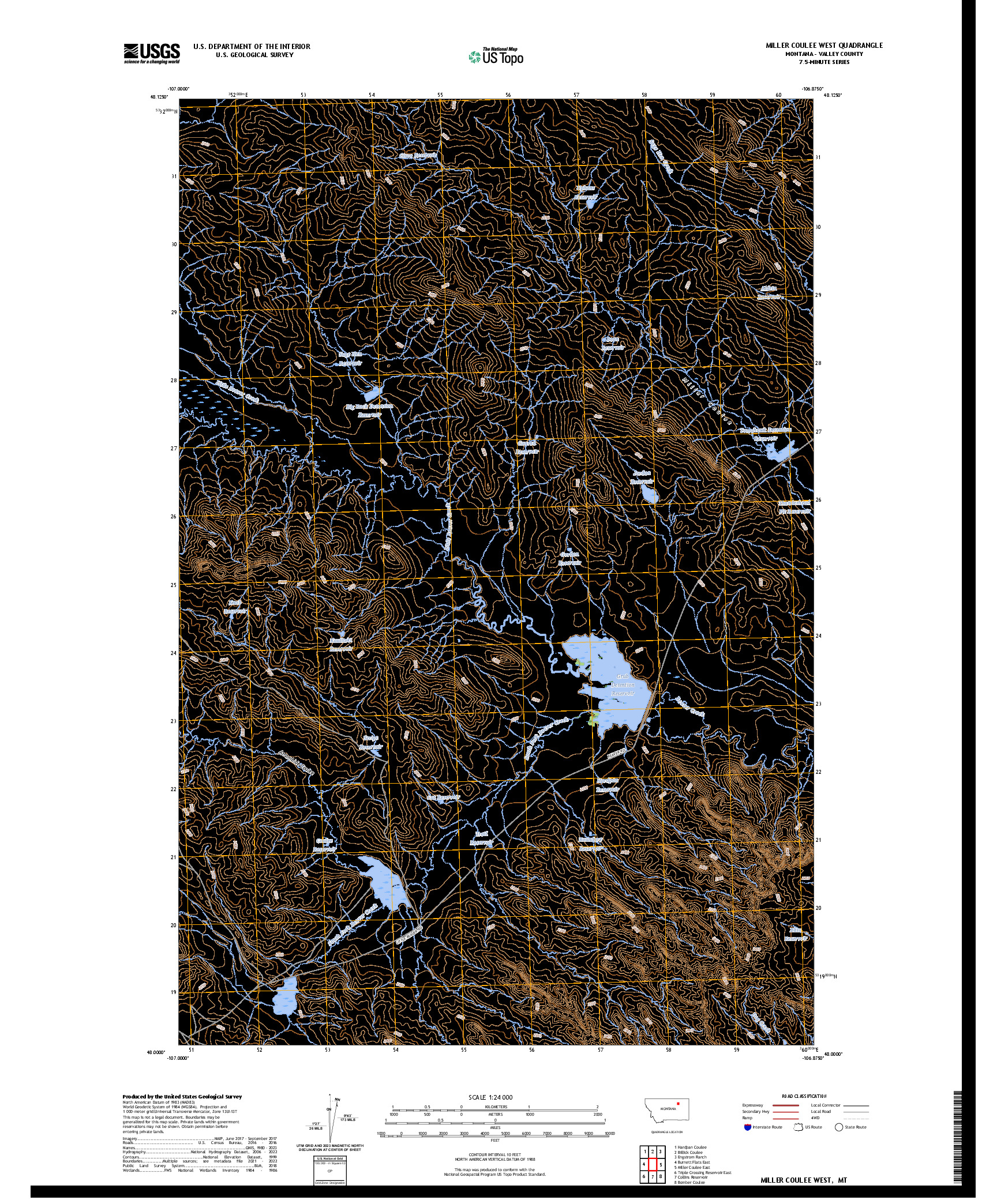 US TOPO 7.5-MINUTE MAP FOR MILLER COULEE WEST, MT