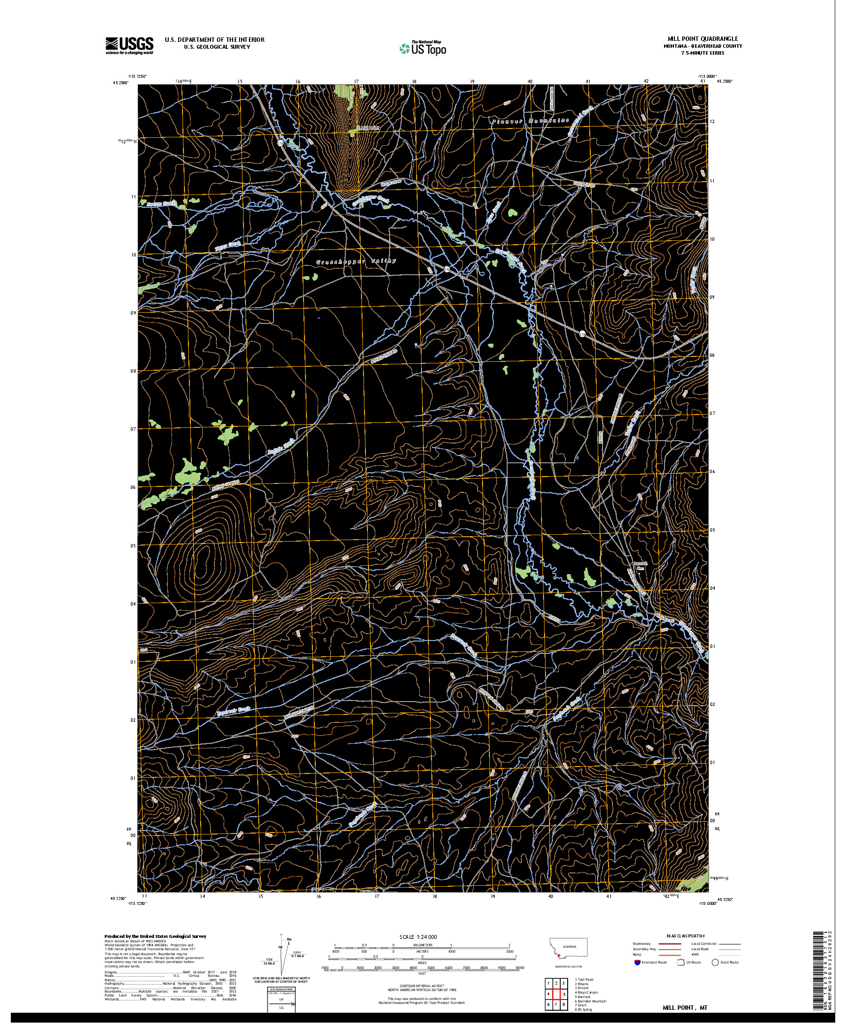 US TOPO 7.5-MINUTE MAP FOR MILL POINT, MT