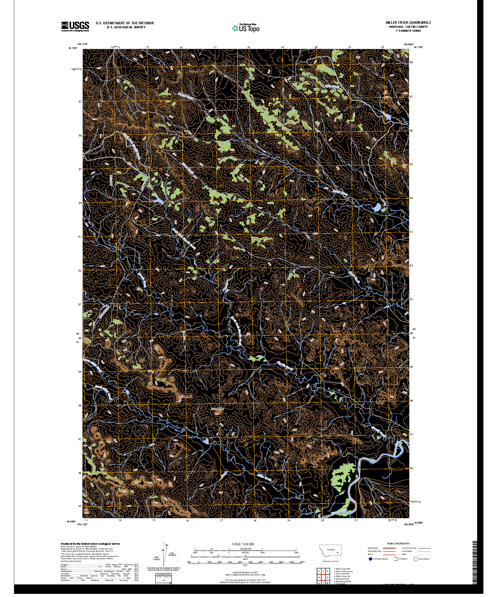 US TOPO 7.5-MINUTE MAP FOR MILLER CREEK, MT