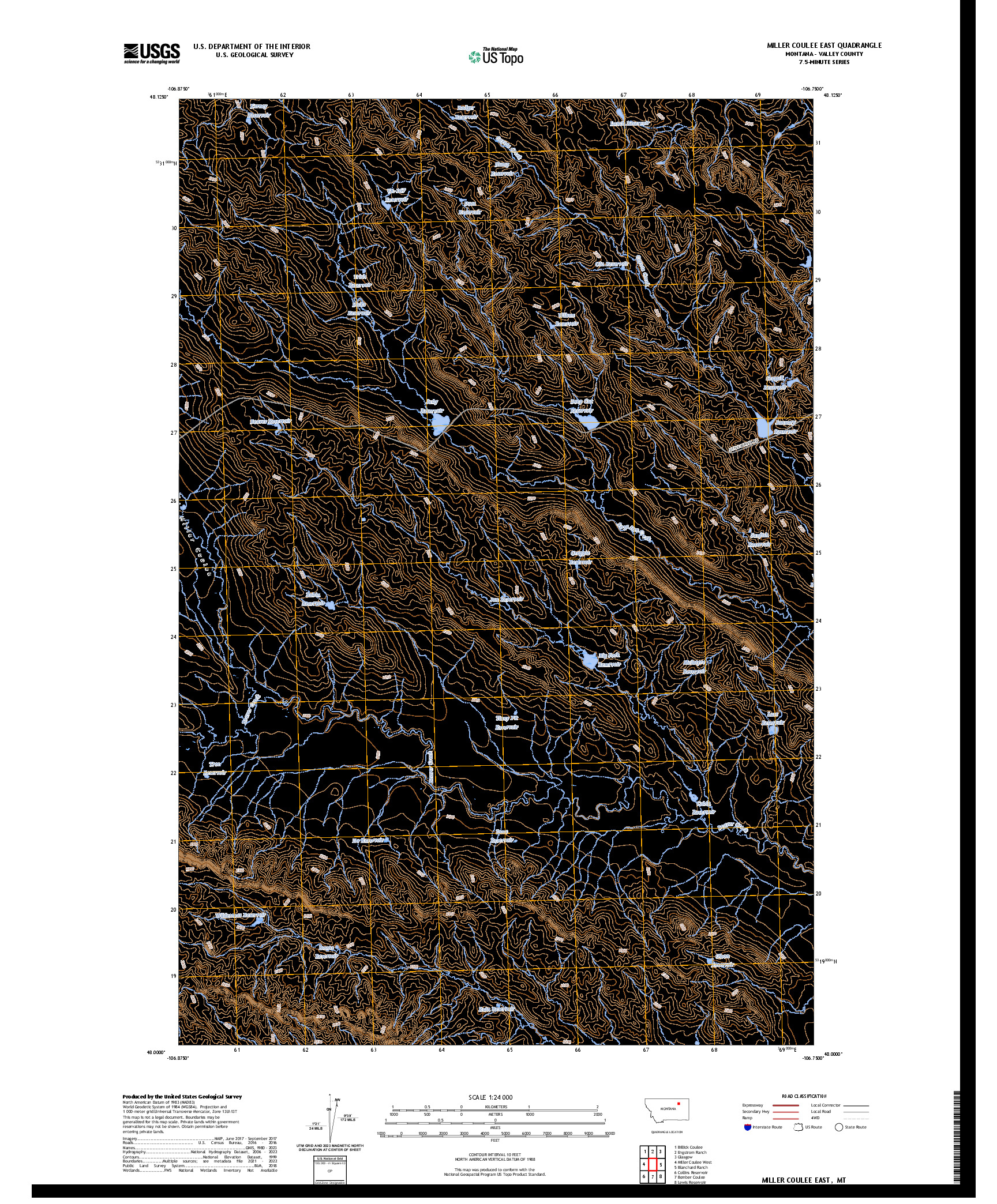 US TOPO 7.5-MINUTE MAP FOR MILLER COULEE EAST, MT