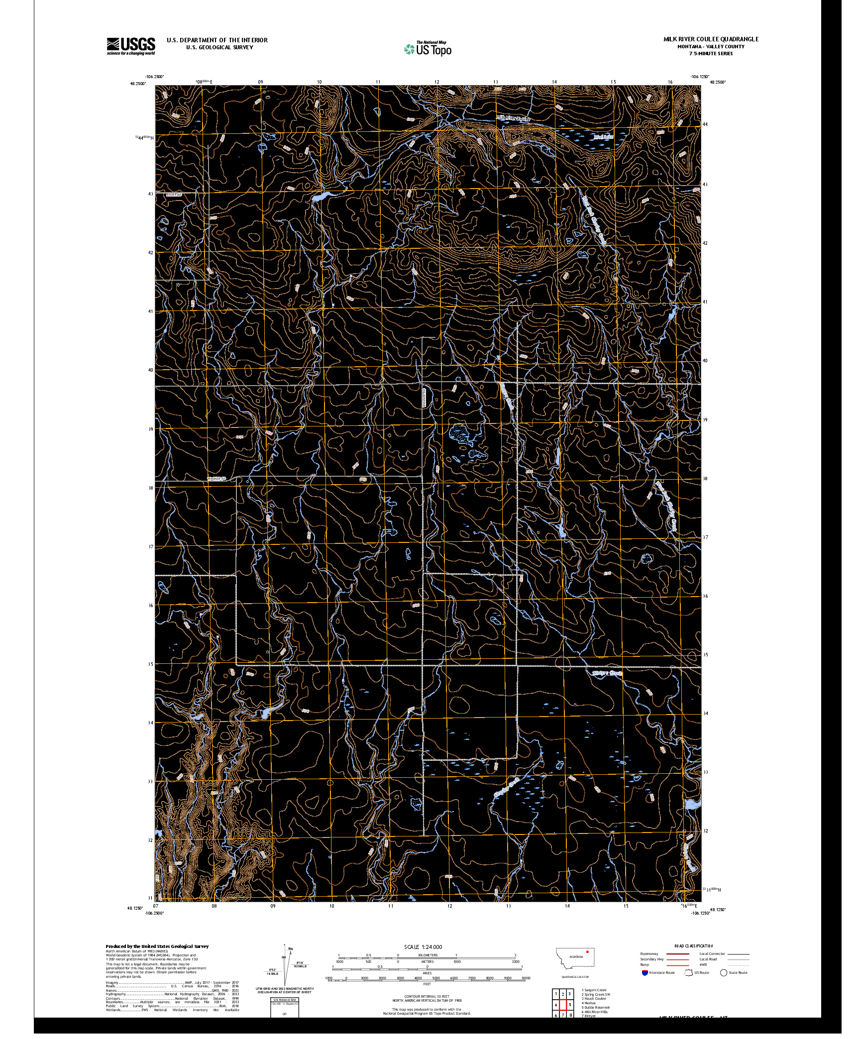 US TOPO 7.5-MINUTE MAP FOR MILK RIVER COULEE, MT