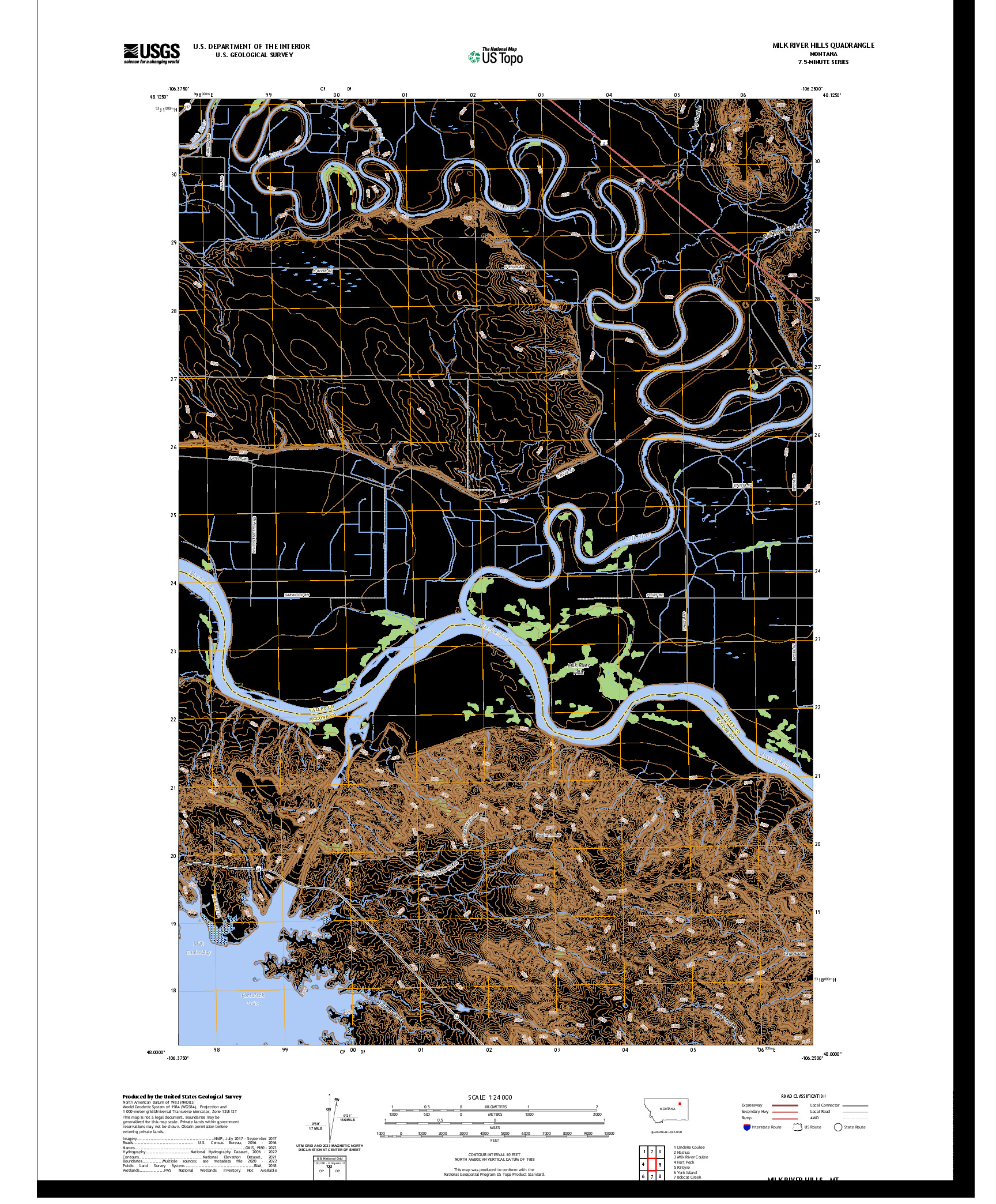 US TOPO 7.5-MINUTE MAP FOR MILK RIVER HILLS, MT