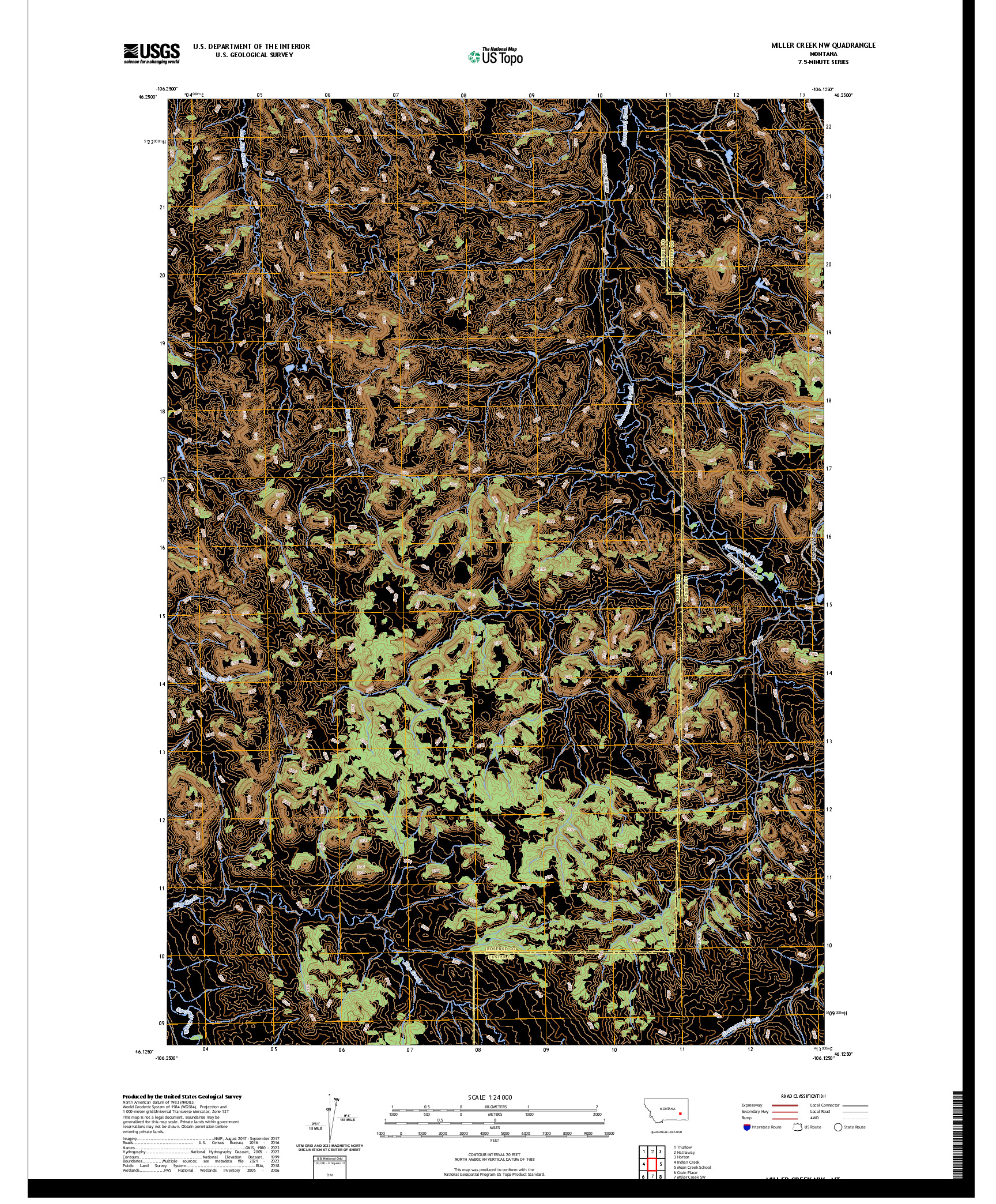US TOPO 7.5-MINUTE MAP FOR MILLER CREEK NW, MT