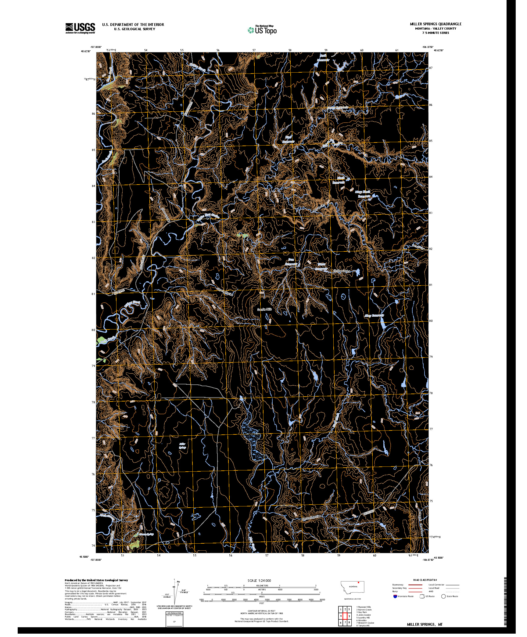 US TOPO 7.5-MINUTE MAP FOR MILLER SPRINGS, MT