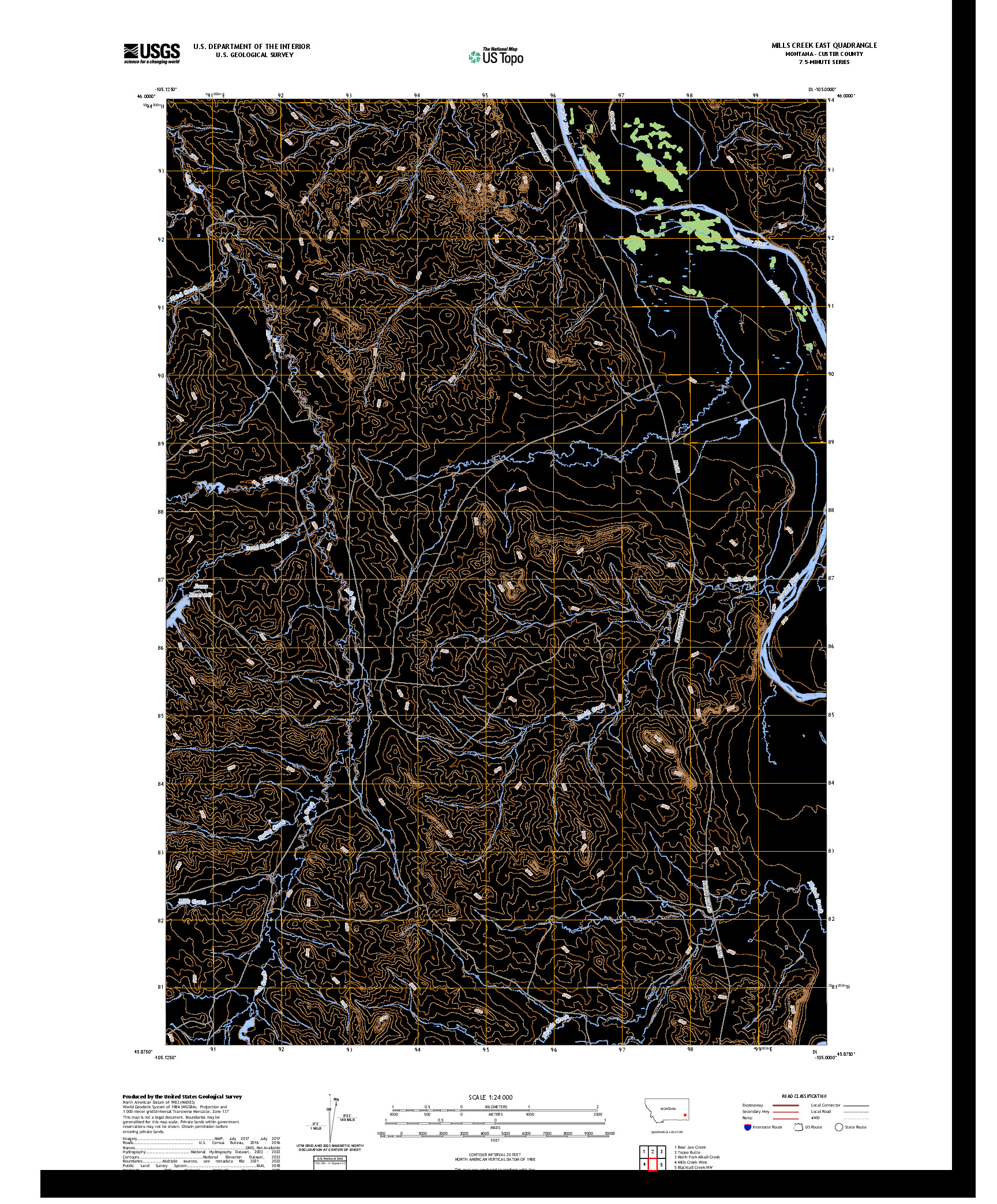 US TOPO 7.5-MINUTE MAP FOR MILLS CREEK EAST, MT