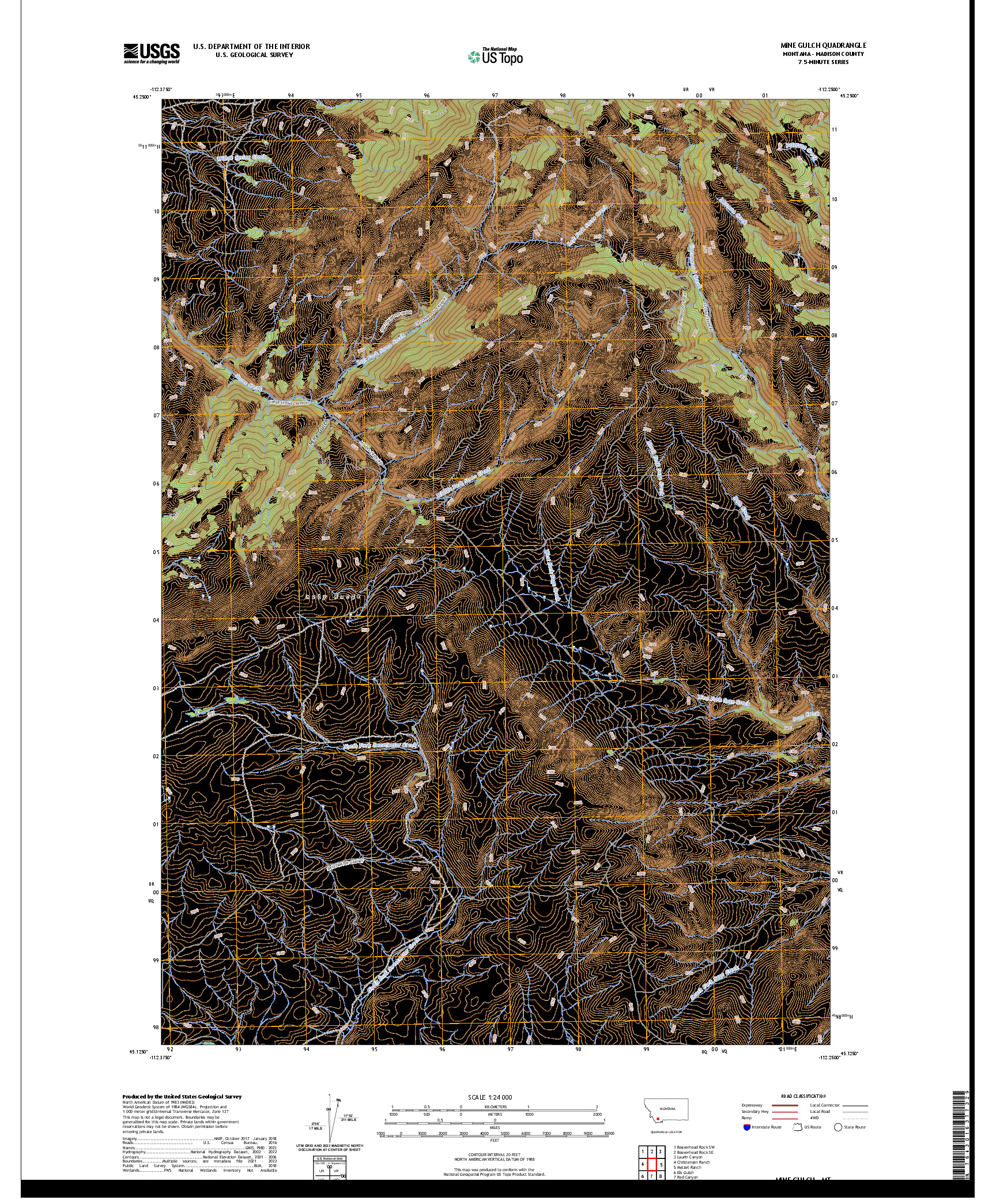 US TOPO 7.5-MINUTE MAP FOR MINE GULCH, MT