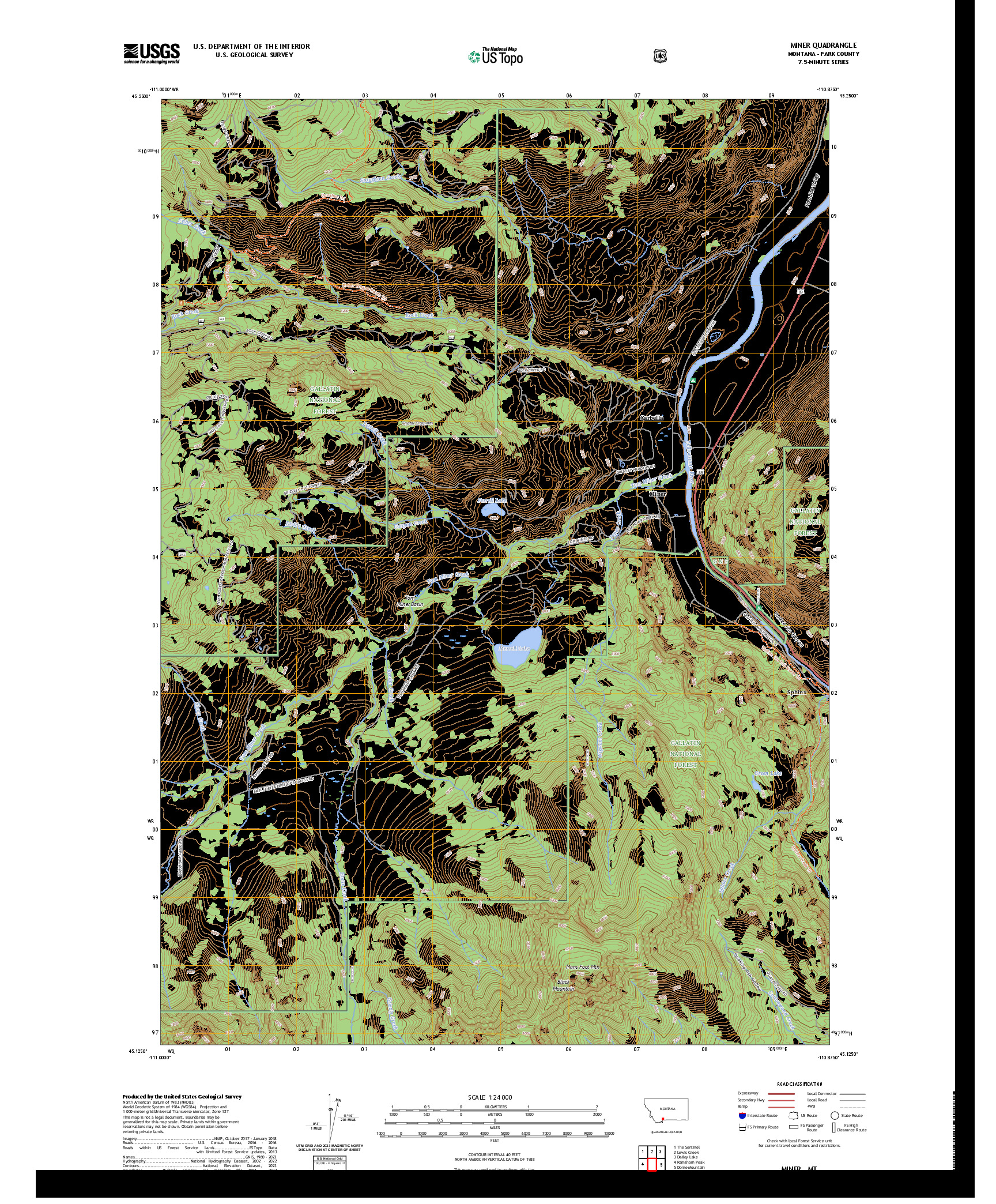 US TOPO 7.5-MINUTE MAP FOR MINER, MT