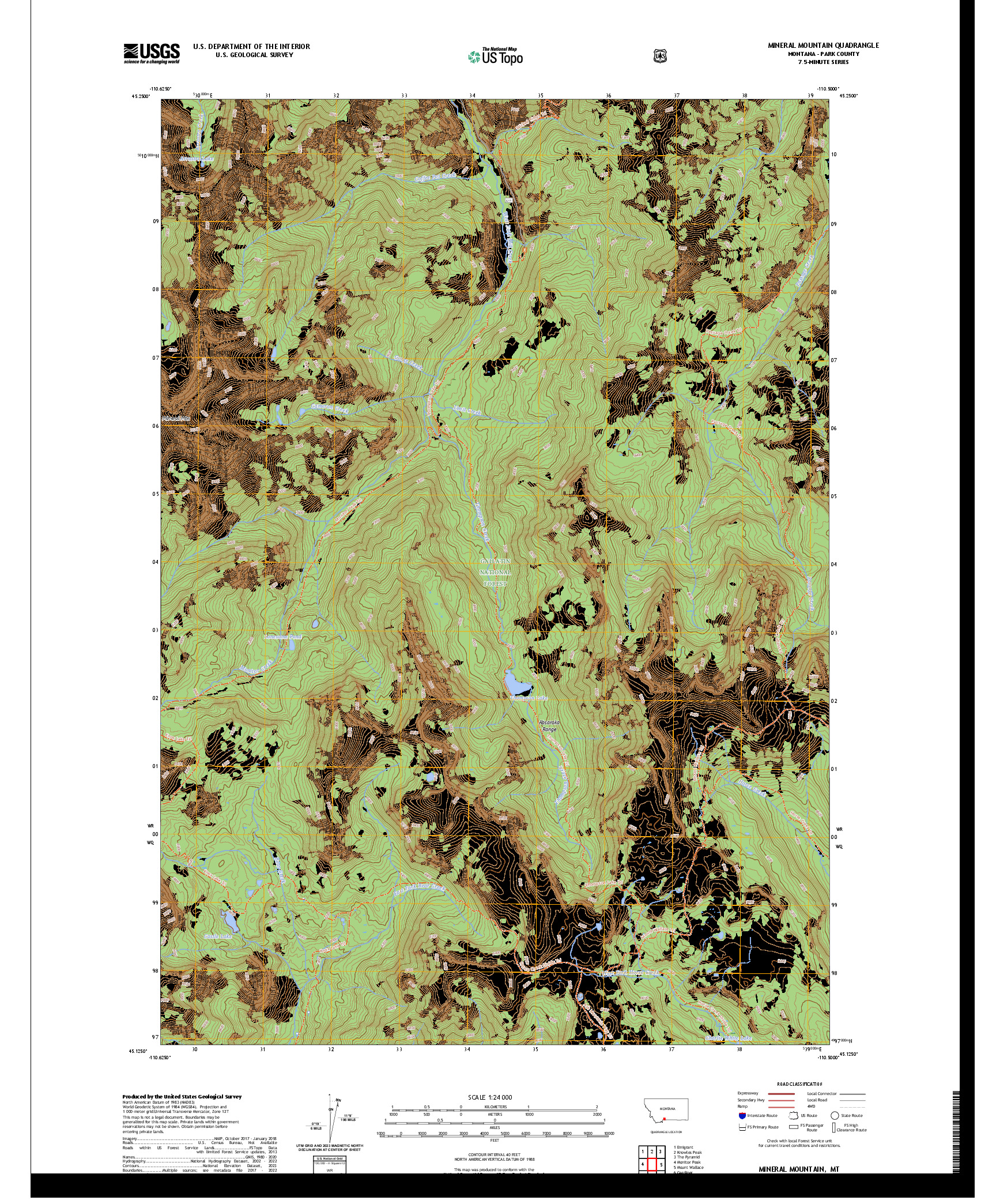 US TOPO 7.5-MINUTE MAP FOR MINERAL MOUNTAIN, MT