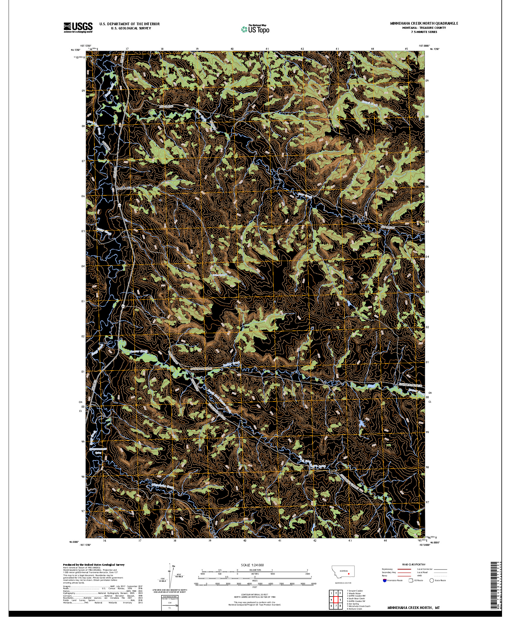 US TOPO 7.5-MINUTE MAP FOR MINNEHAHA CREEK NORTH, MT