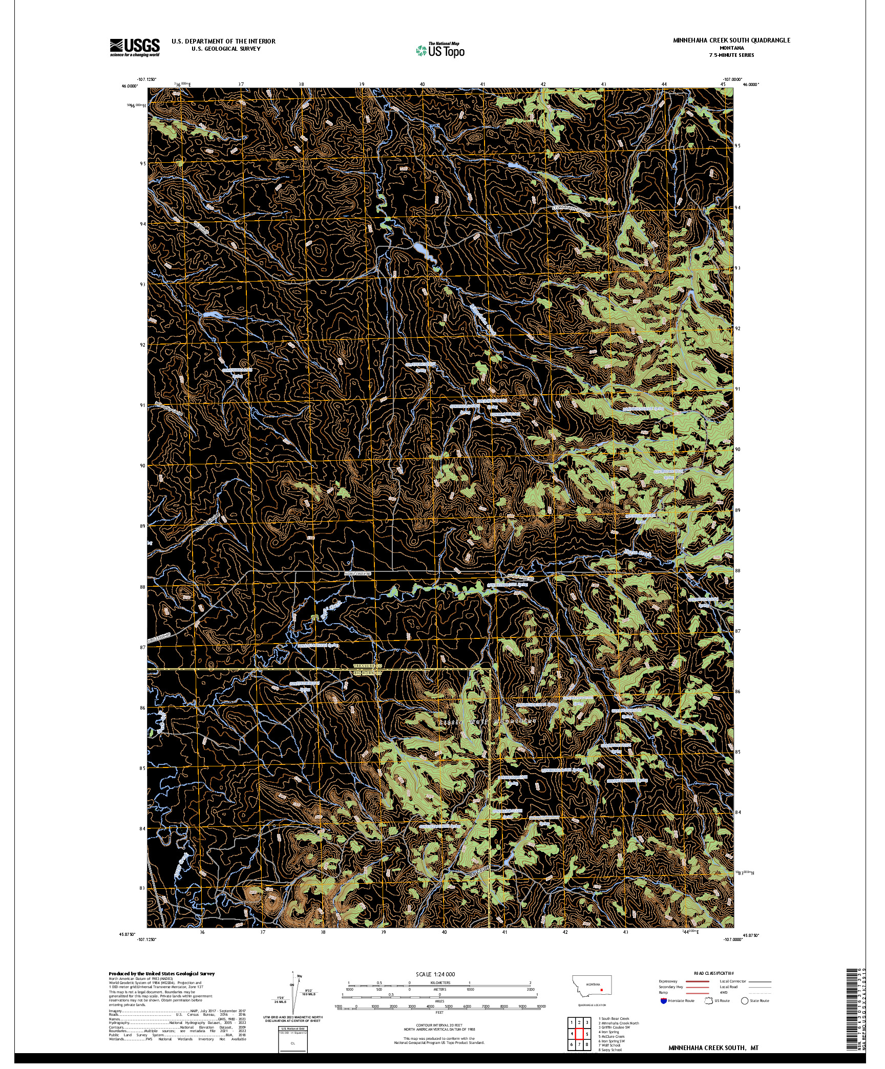 US TOPO 7.5-MINUTE MAP FOR MINNEHAHA CREEK SOUTH, MT