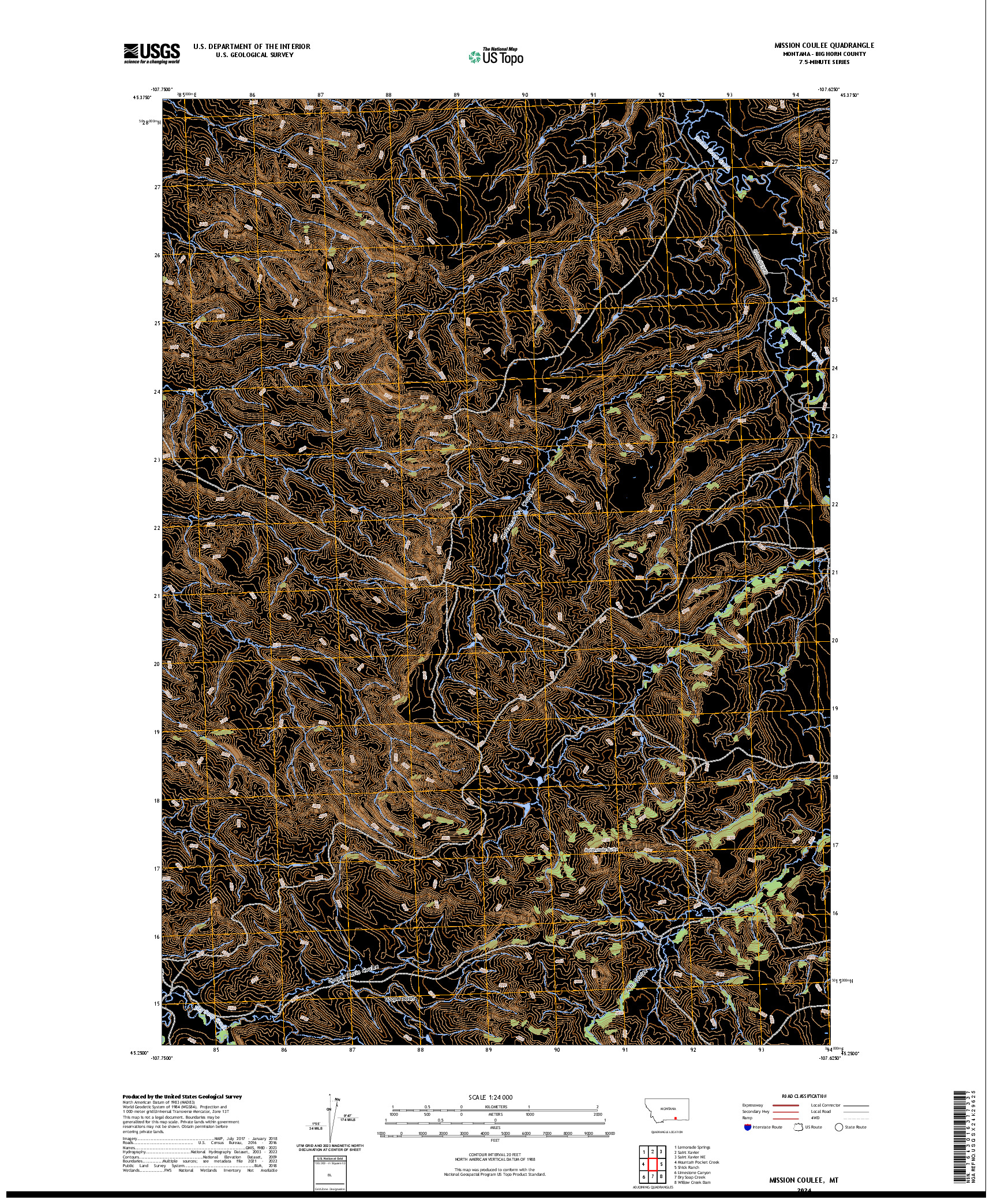 US TOPO 7.5-MINUTE MAP FOR MISSION COULEE, MT