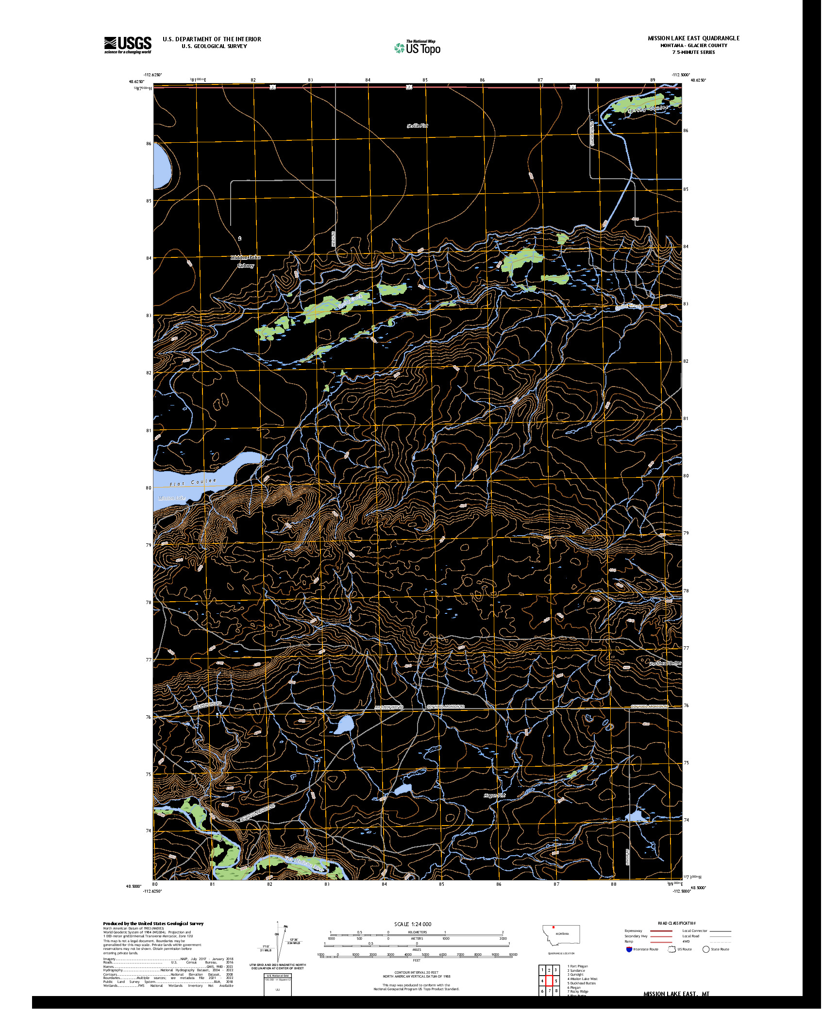 US TOPO 7.5-MINUTE MAP FOR MISSION LAKE EAST, MT