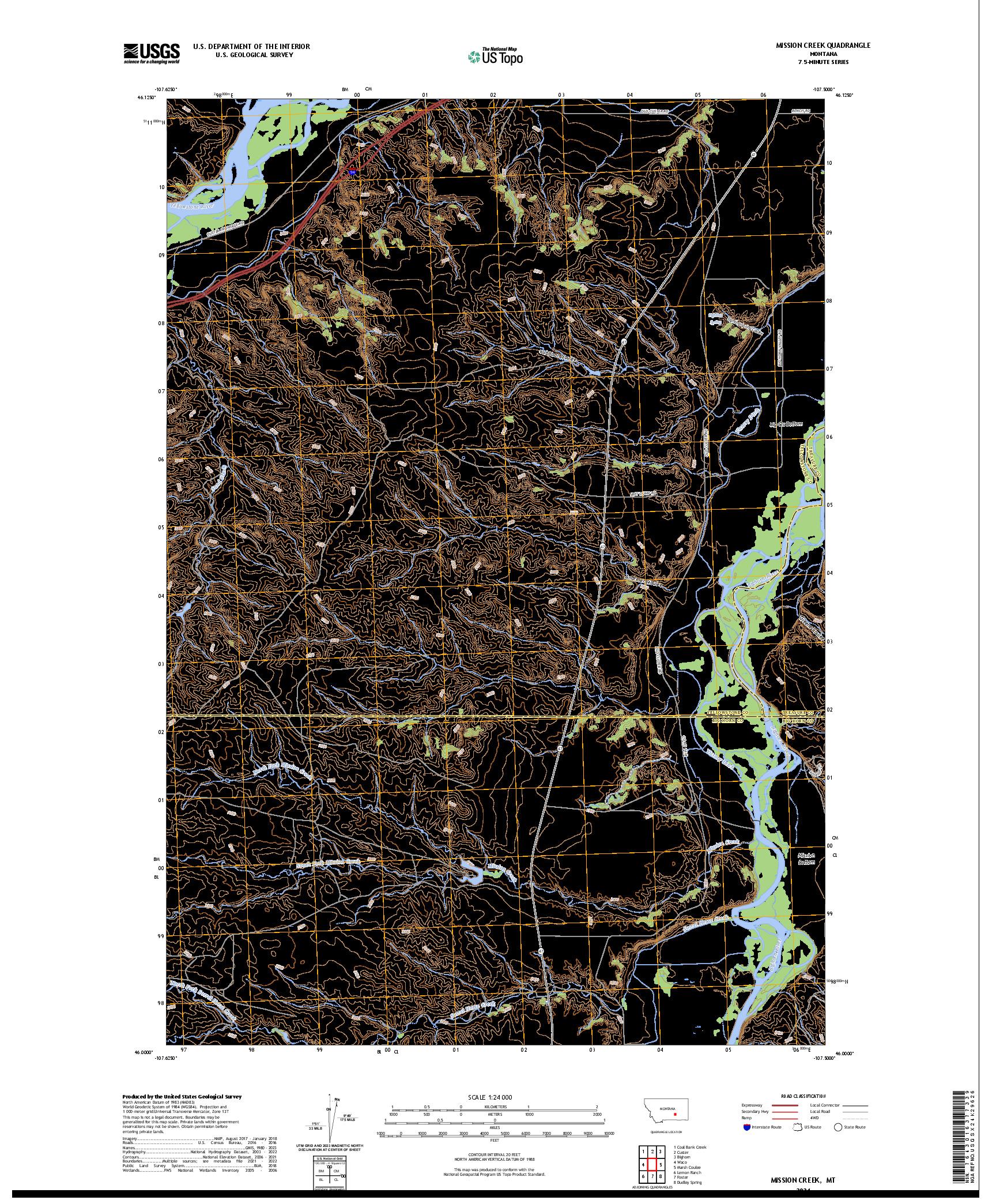 US TOPO 7.5-MINUTE MAP FOR MISSION CREEK, MT